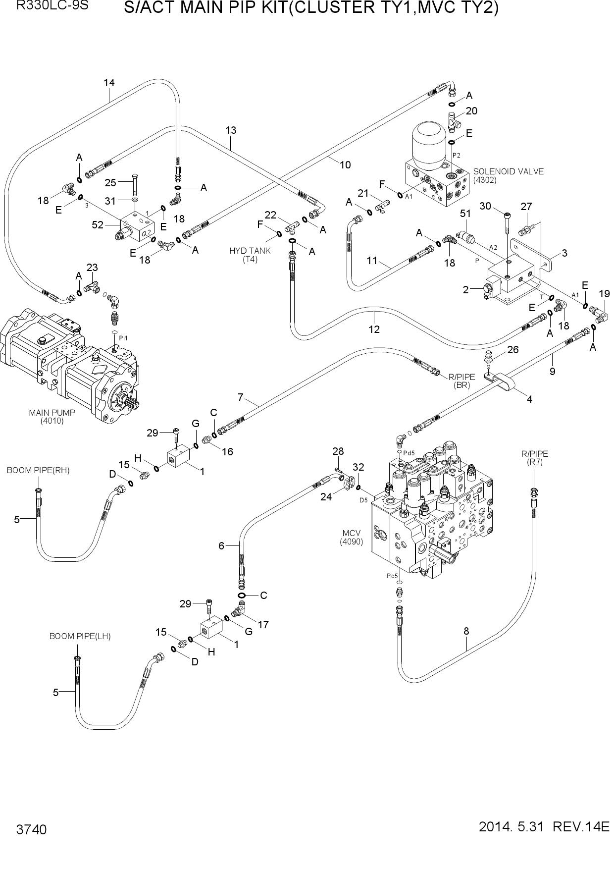 S/ACT MAIN PIP KIT1(CLUSTER TY1,MCV TY2)