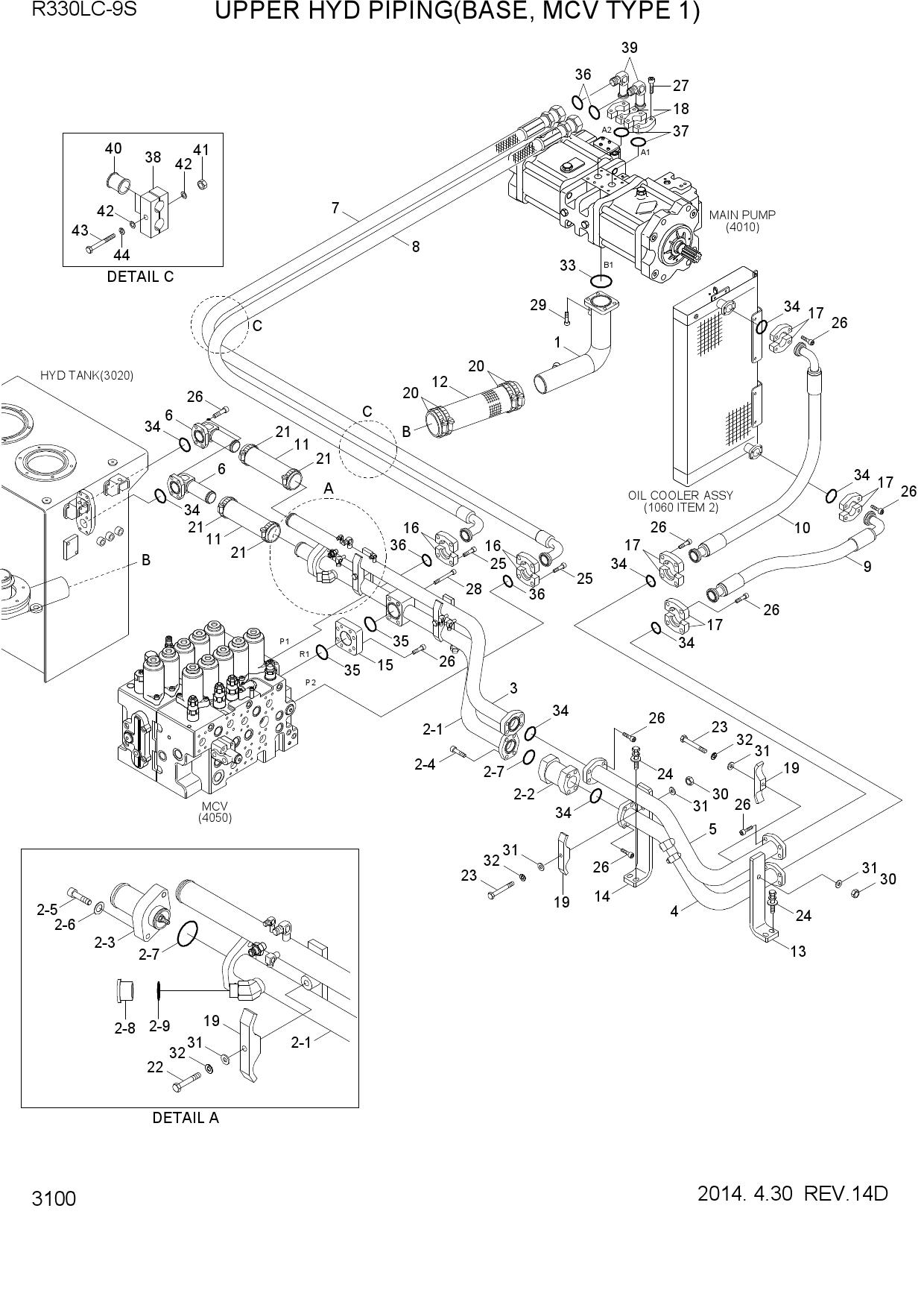 UPPER HYD PIPING(BASE, MCV TYPE 1)