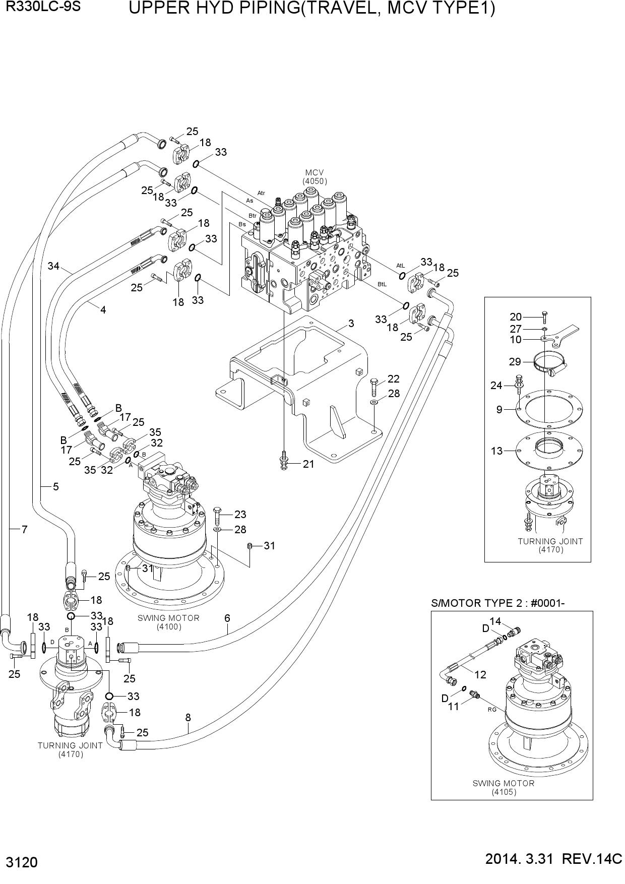 UPPER HYD PIPING(TRAVEL, MCV TYPE 1)