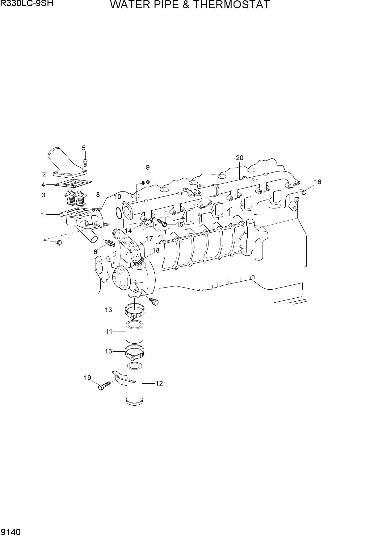 WATER PIPE & THERMOSTAT