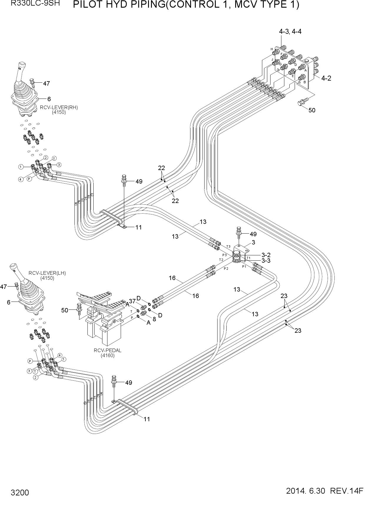 PILOT HYD PIPING(CONTROL 1, MCV TYPE 1)