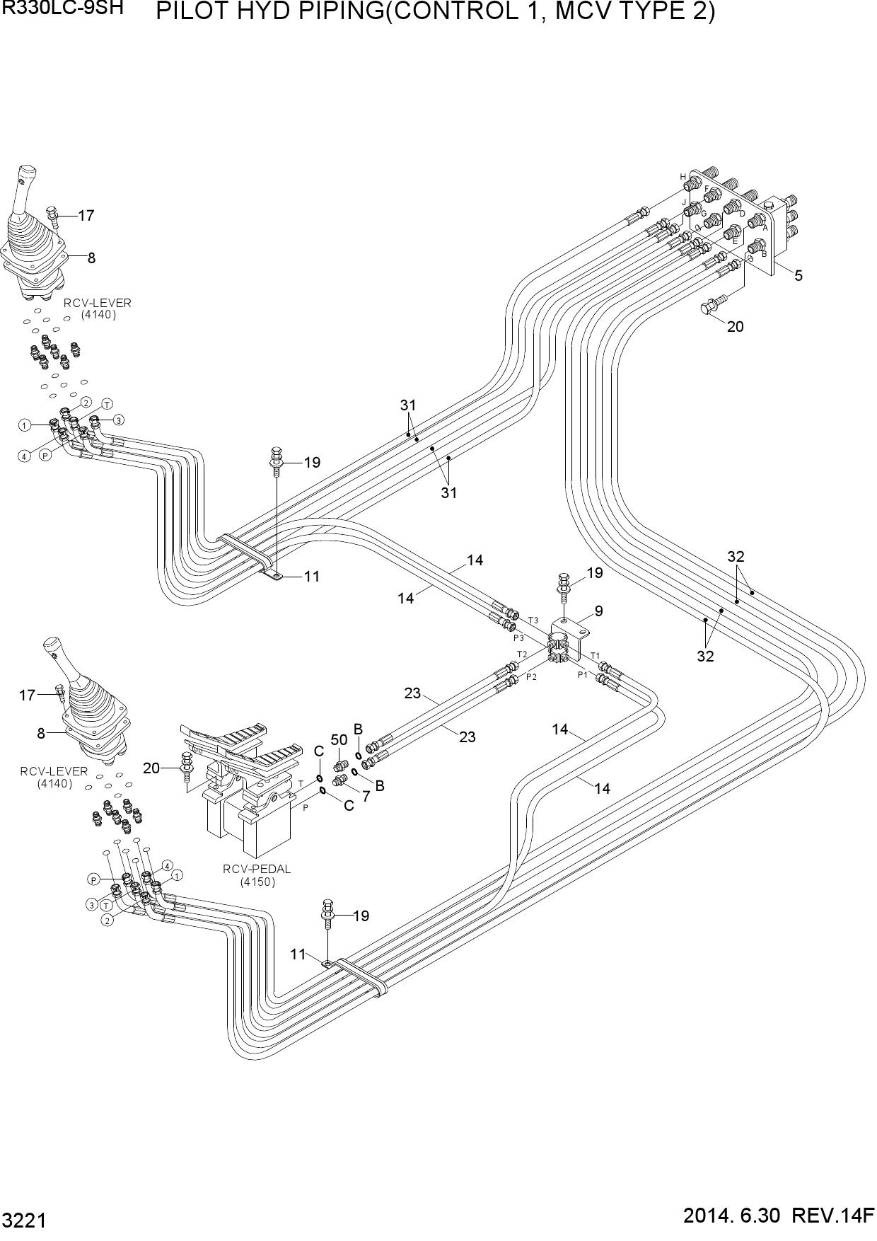 PILOT HYD PIPING(CONTROL 1, MCV TYPE 2)