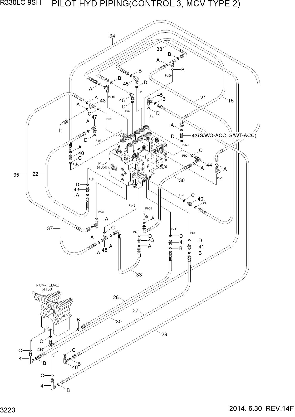 PILOT HYD PIPING(CONTROL 3, MCV TYPE 2)