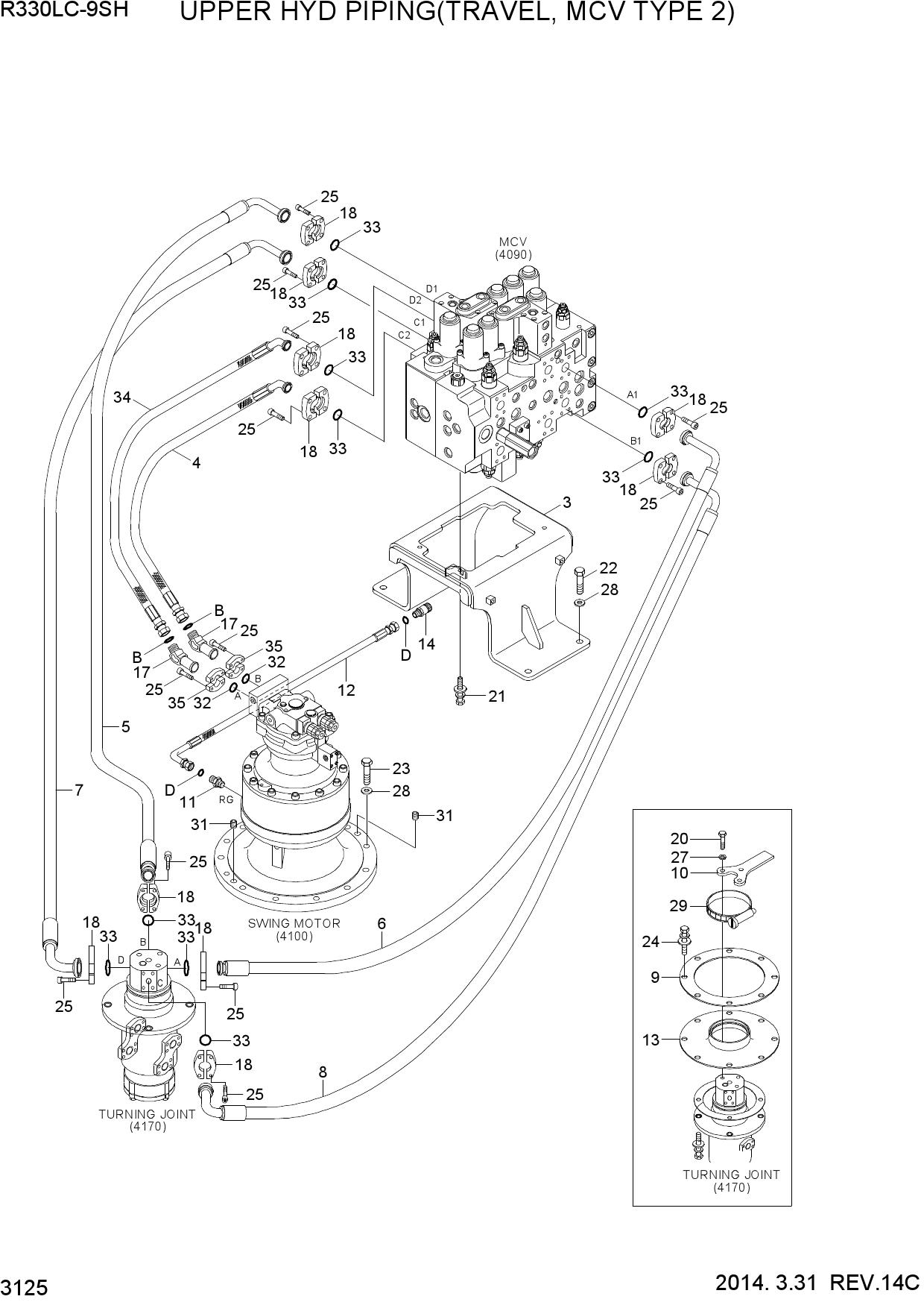 UPPER HYD PIPING(TRAVEL, MCV TYPE 2)