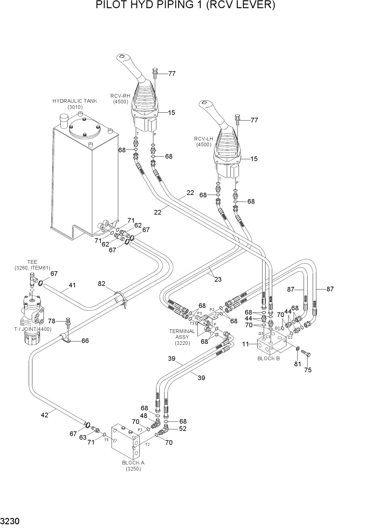 PILOT HYD PIPING 1 (RCV LEVER)