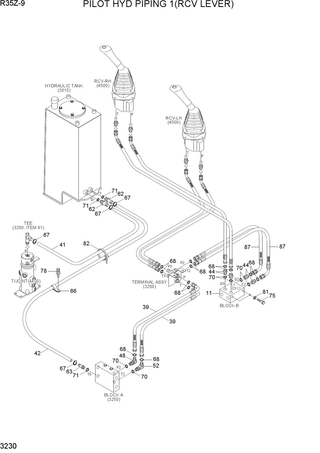 PILOT HYD PIPING 1(RCV LEVER)