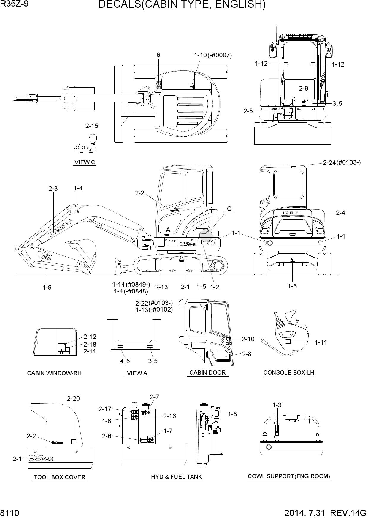 DECALS(CABIN TYPE, ENGLISH)