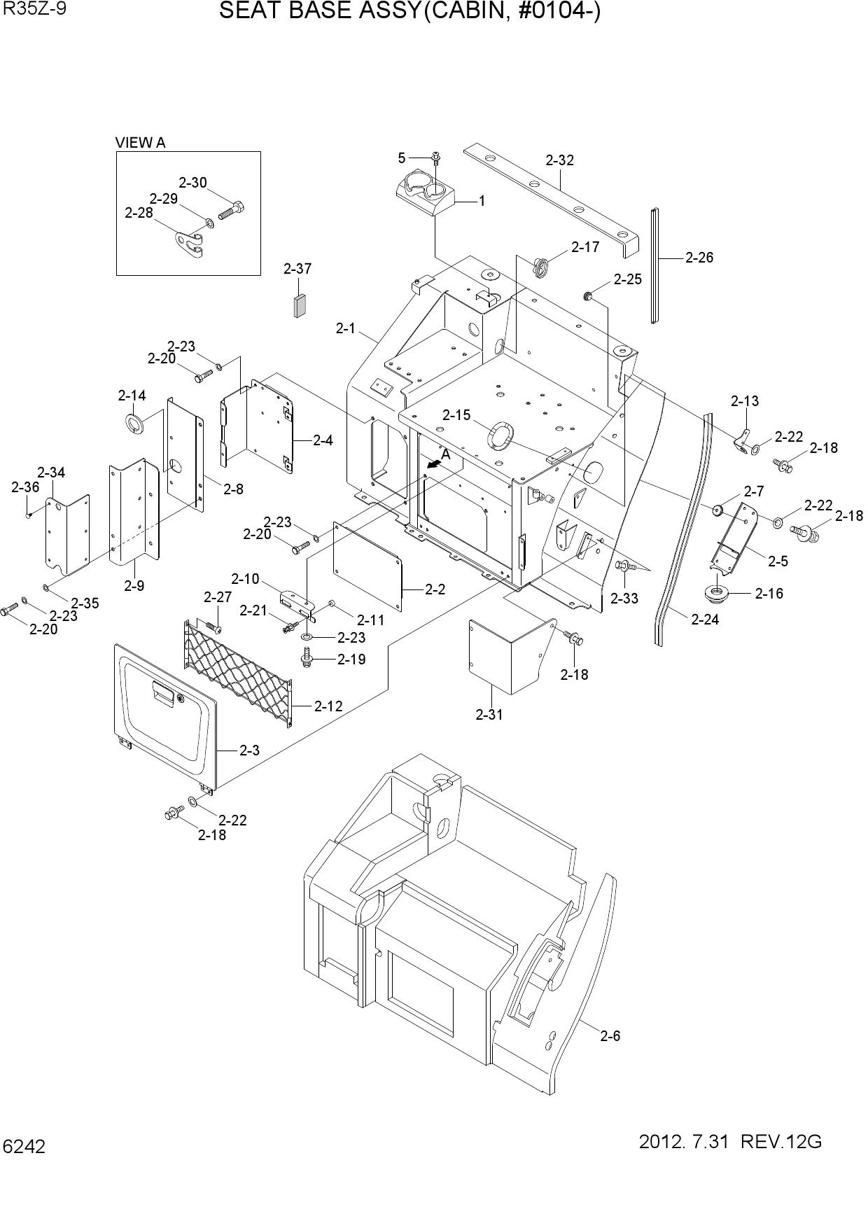 SEAT BASE ASSY(CAB, #0104-)