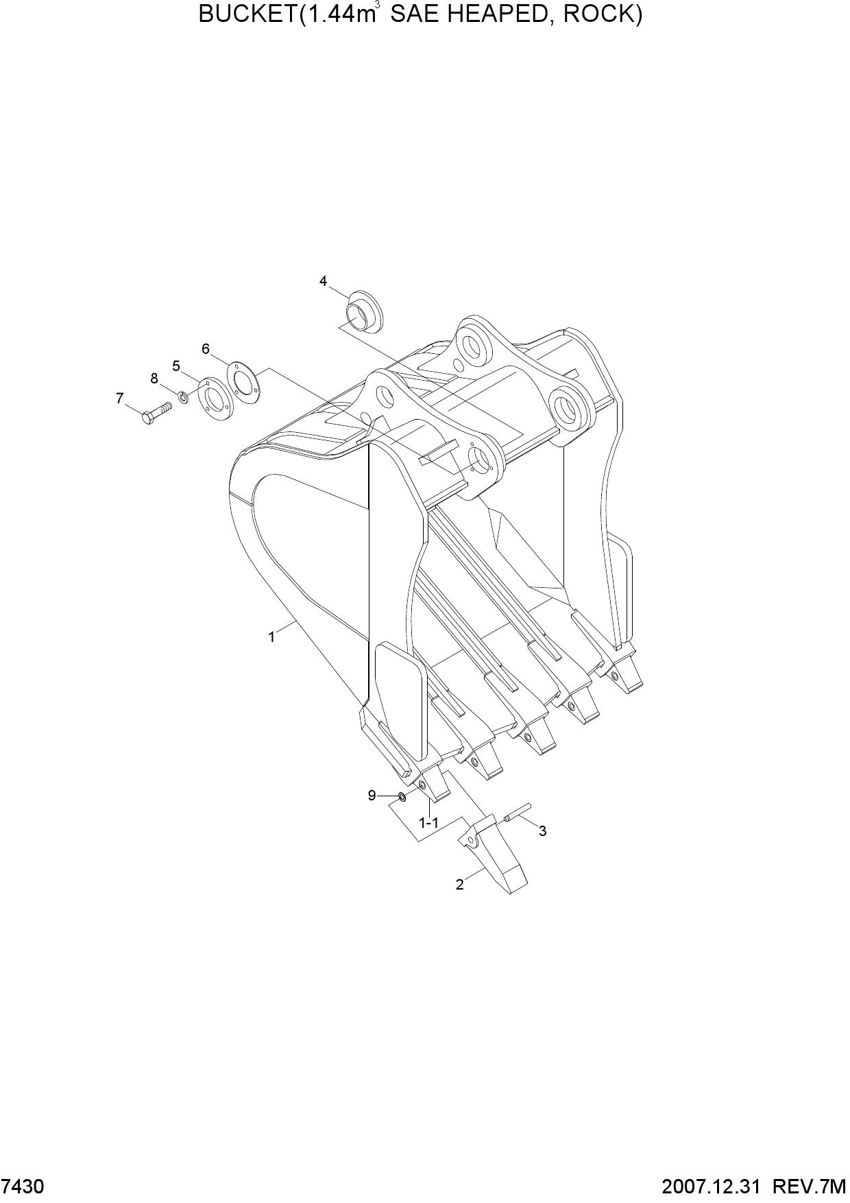BUCKET(1.44M3 SAE HEAPED, ROCK)