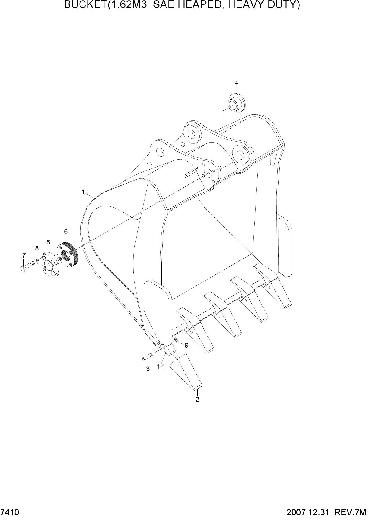 BUCKET(1.62M3 SAE HEAPED, HEAVY DUTY)