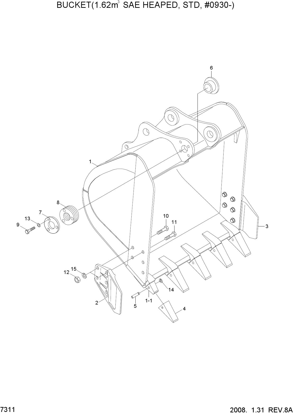 BUCKET(1.62M3 SAE HEAPED, STD, #0930-)