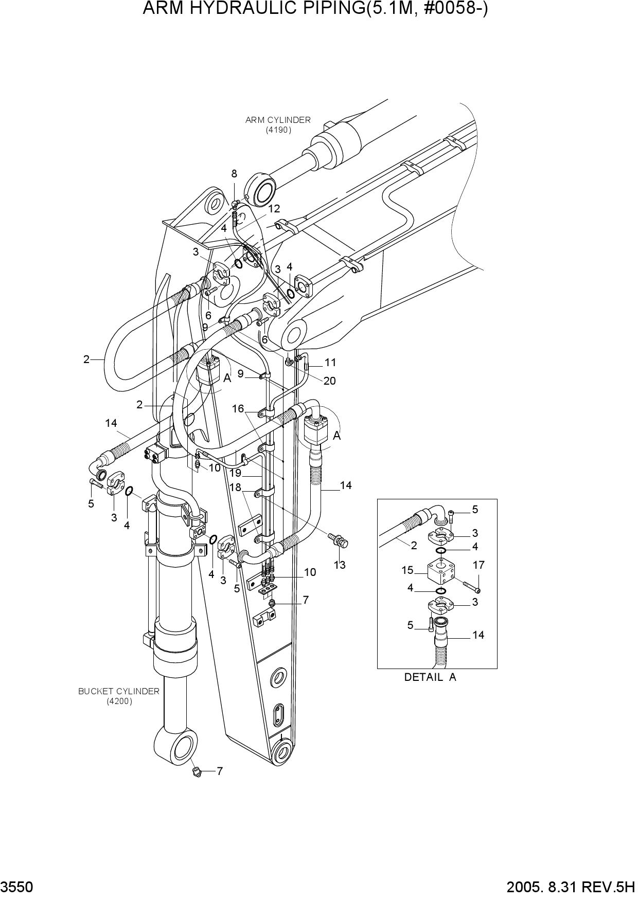 ARM HYDRAULIC PIPING(5.1M, #0058-)