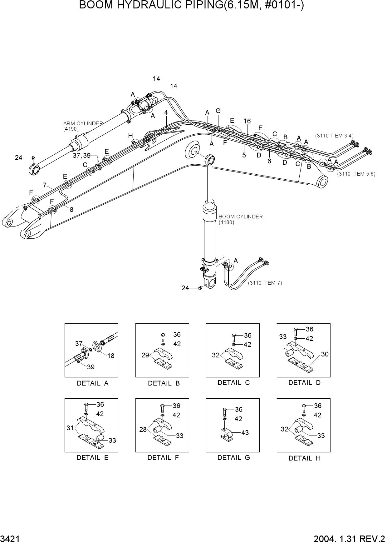 BOOM HYDRAULIC PIPING(6.15M, #0101-)