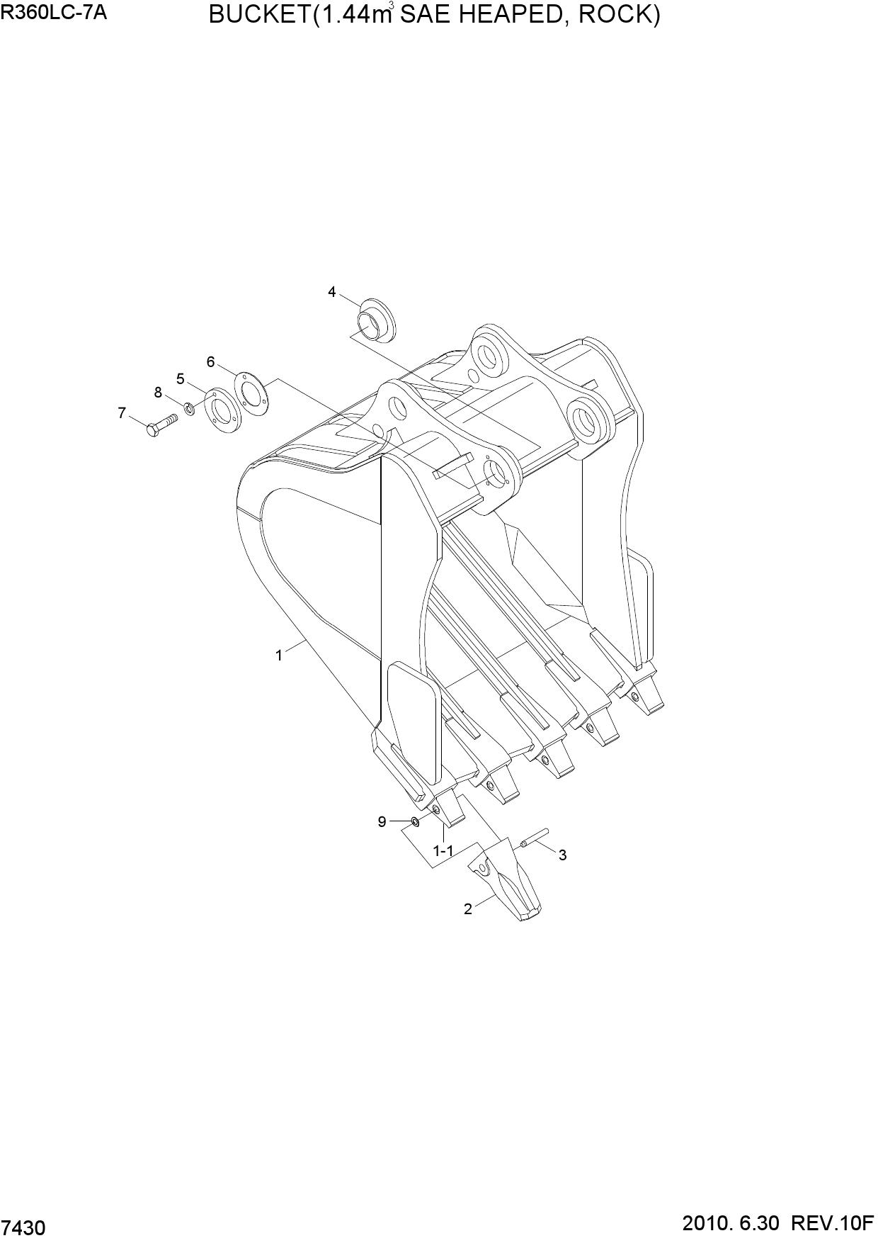 BUCKET(1.44M3 SAE HEAPED, ROCK)