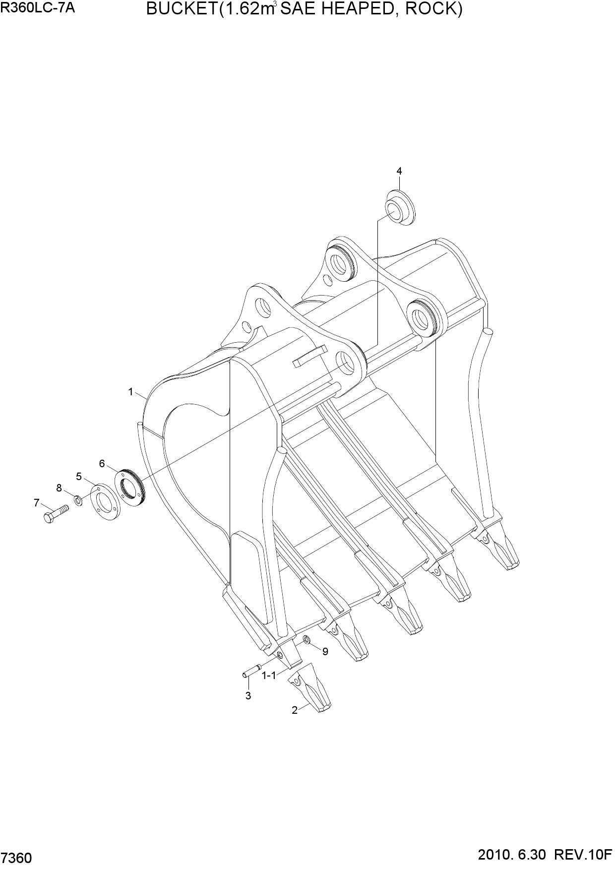 BUCKET(1.62M3 SAE HEAPED, ROCK)