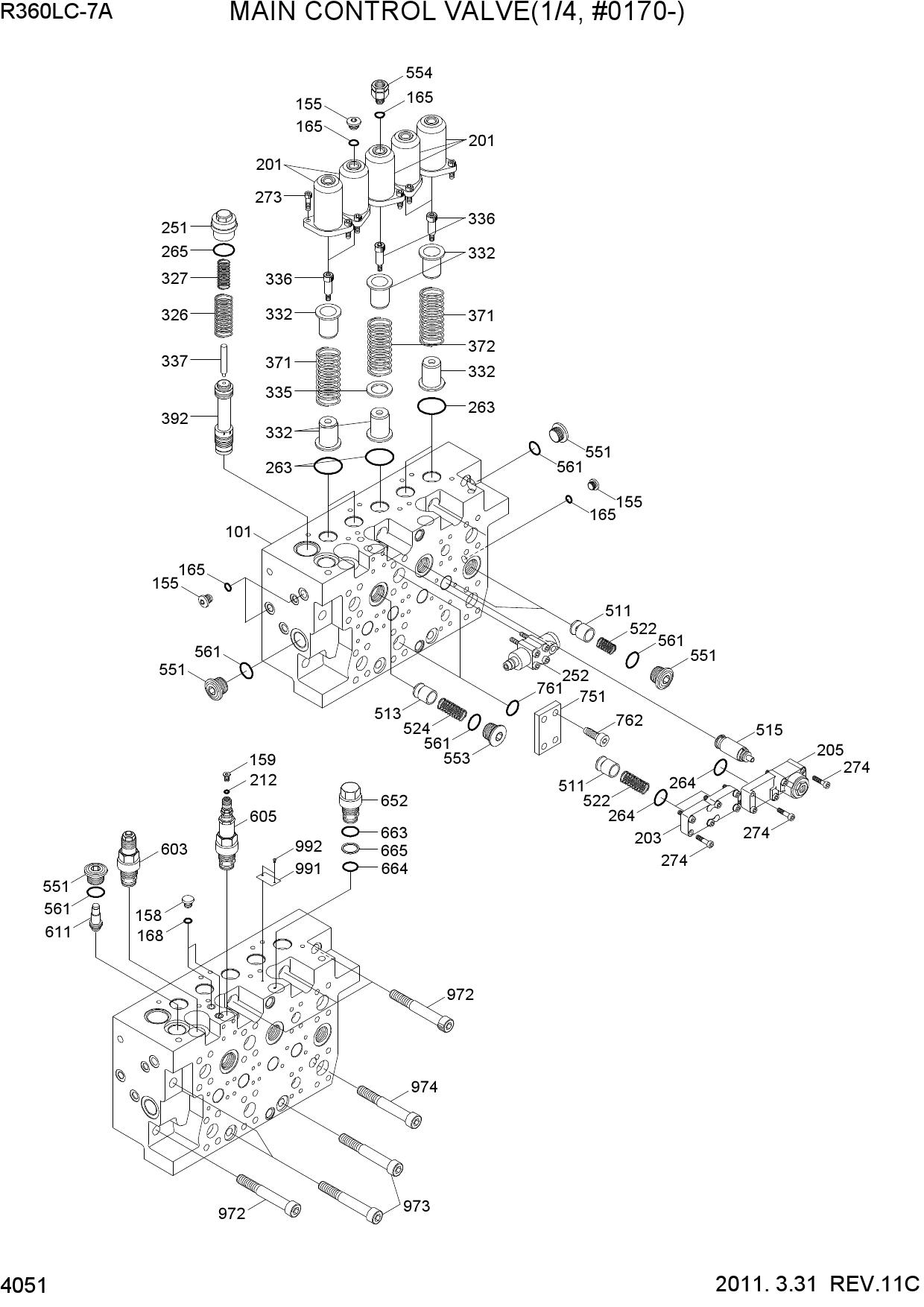 MAIN CONTROL VALVE(1/4, TYPE 2, #0170-)