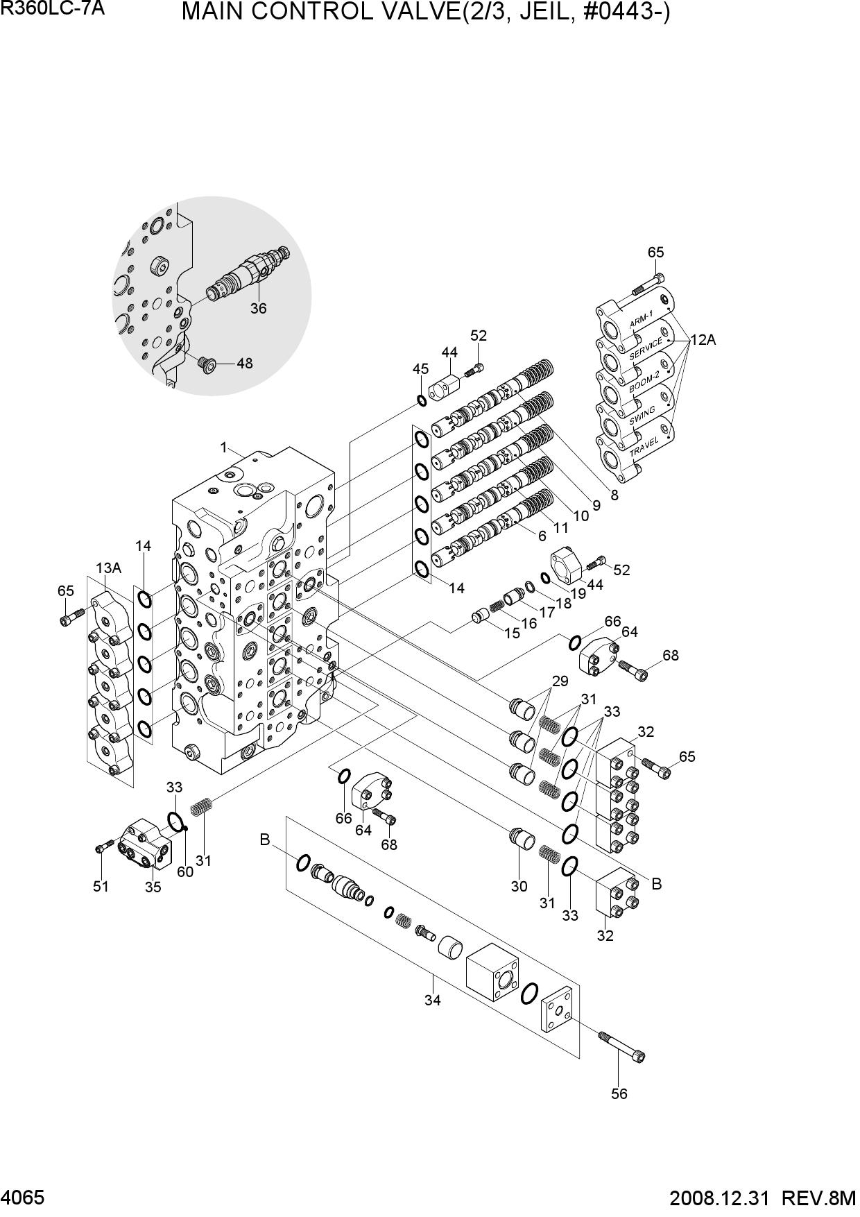MAIN CONTROL VALVE(2/3, TYPE 3, #0443-)