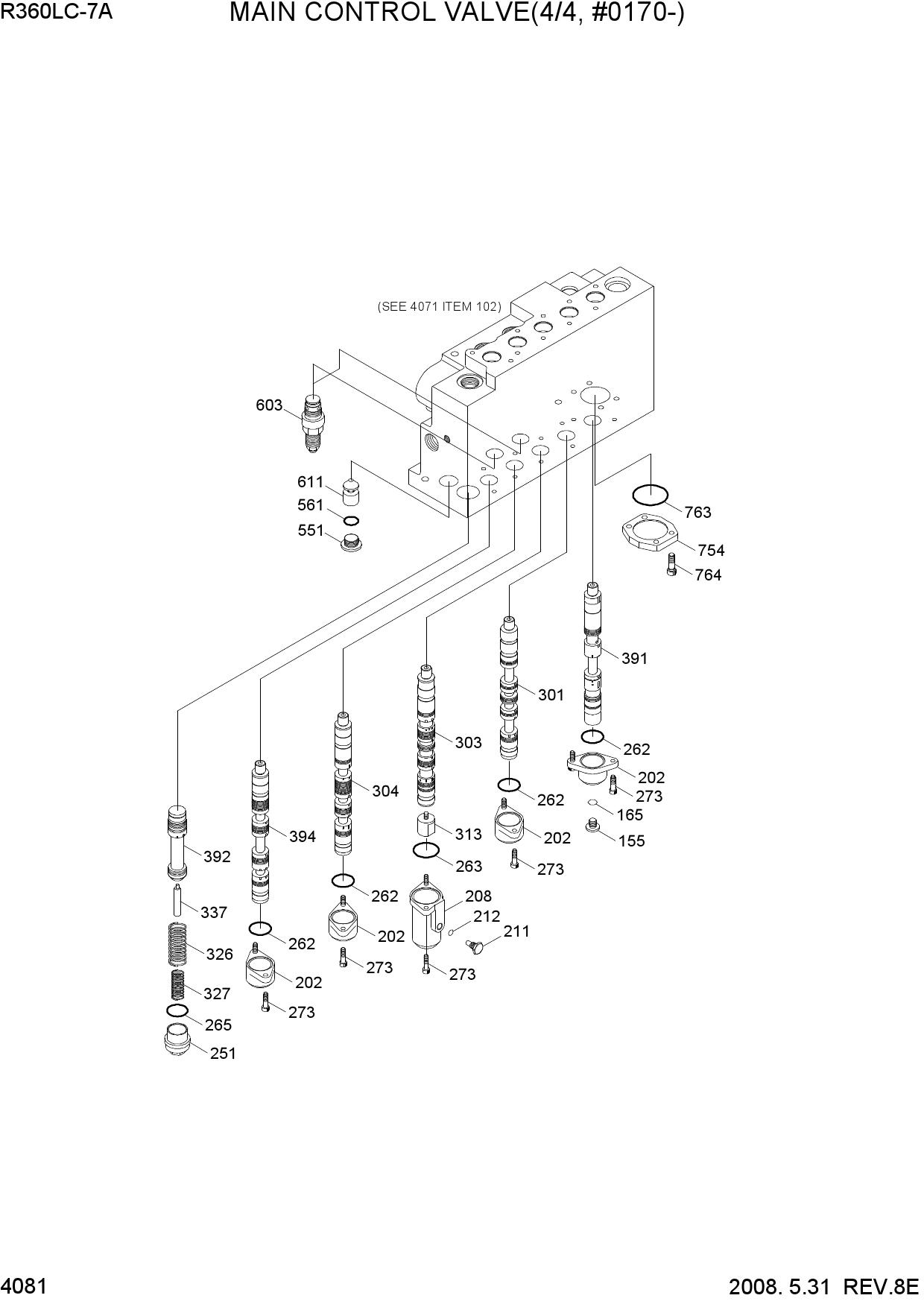 MAIN CONTROL VALVE(4/4, TYPE 2, #0170-)