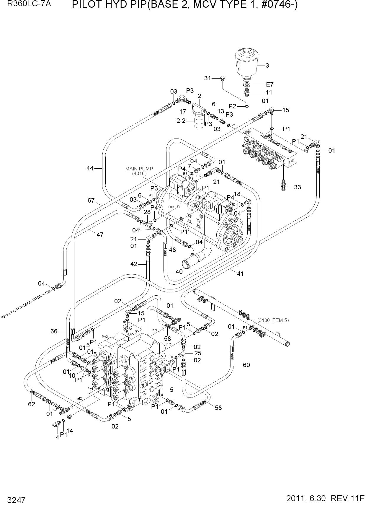 PILOT HYD PIP(BASE 2,MCV TYPE1,#0746-)