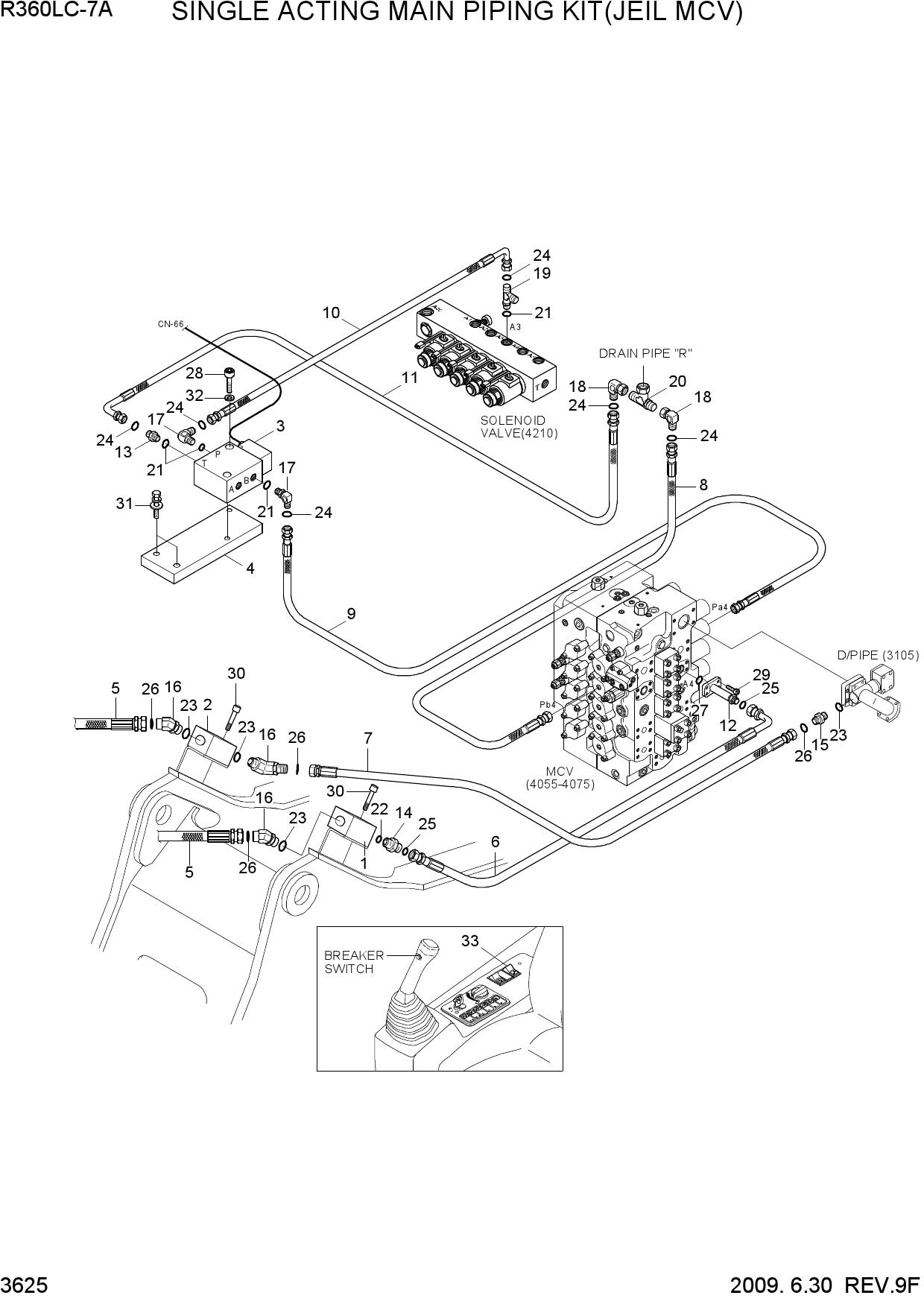 SINGLE ACTING MAIN PIP KIT(MCV TYPE 3)