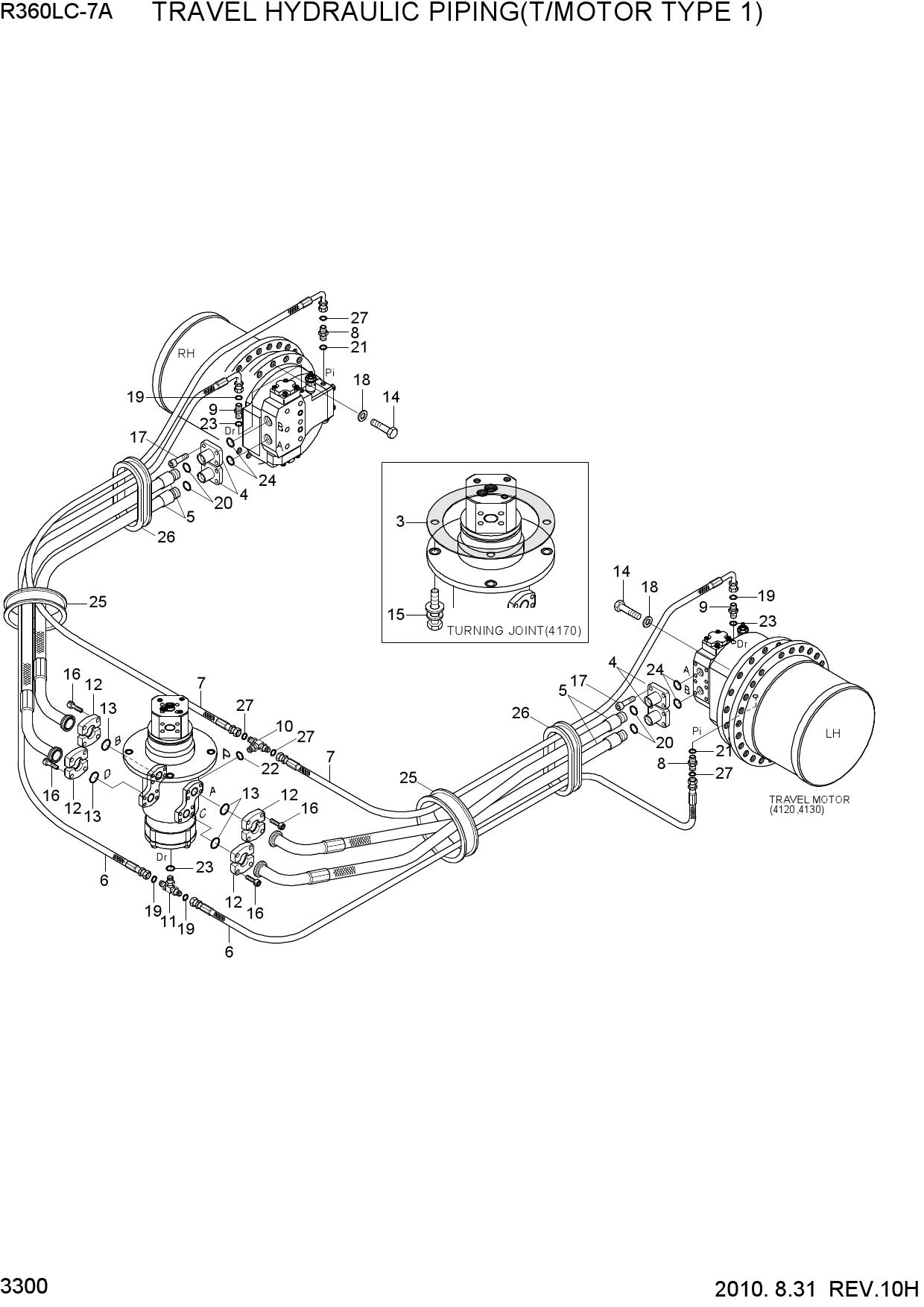 TRAVEL HYDRAULIC PIPING(T/MOTOR TYPE 1)