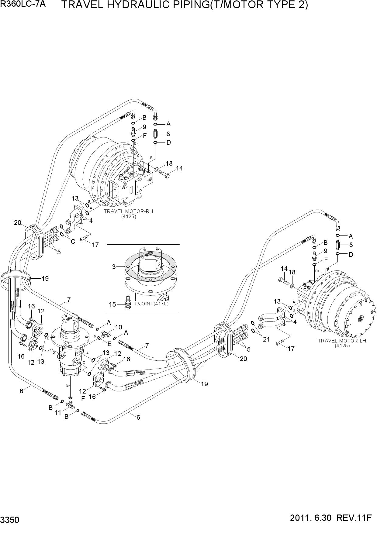 TRAVEL HYDRAULIC PIPING(T/MOTOR TYPE 2)