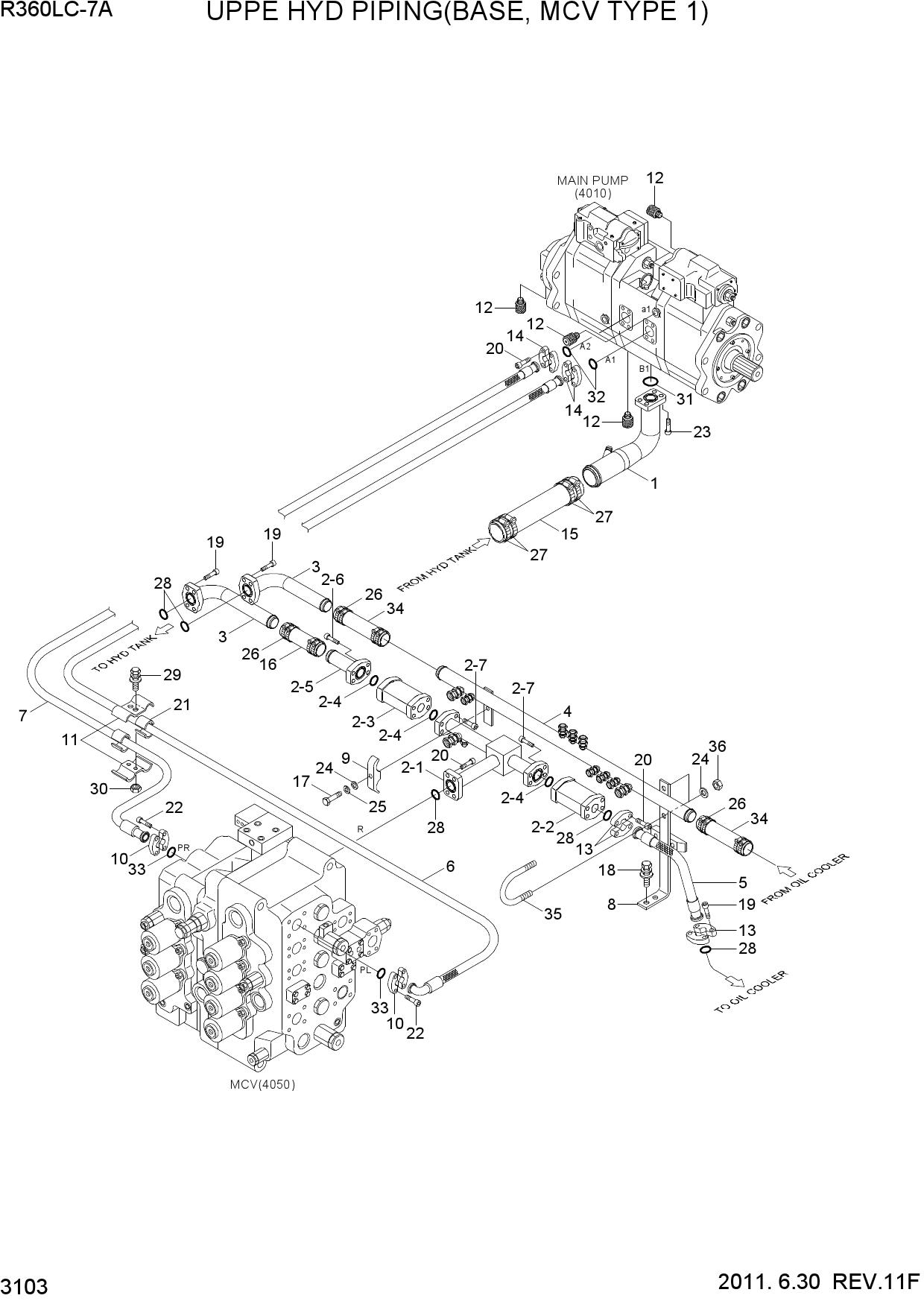 UPPER HYD PIPING(BASE, MCV TYPE 1)
