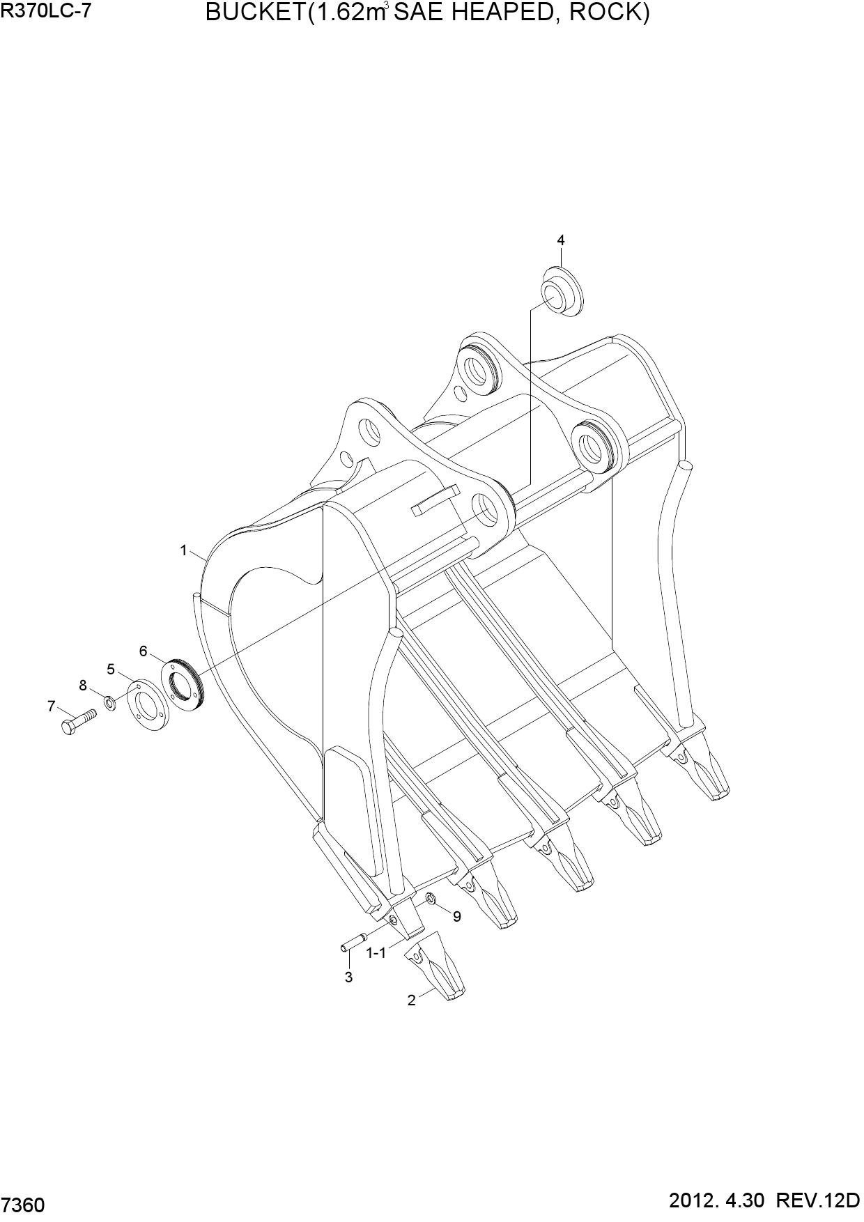 BUCKET(1.62M3 SAE HEAPED, ROCK, STD)