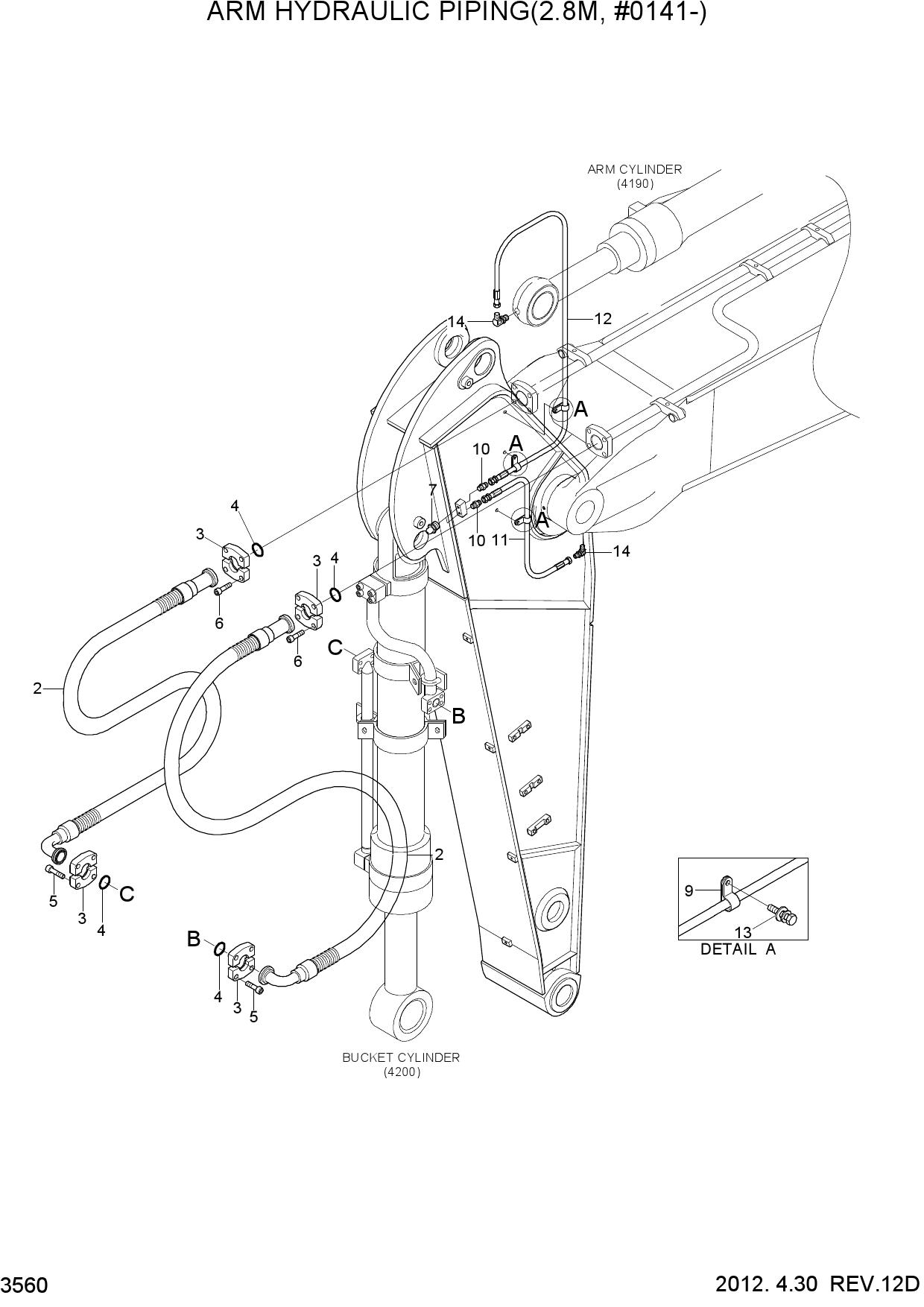 ARM HYDRAULIC PIPING(2.8M, #0141-)