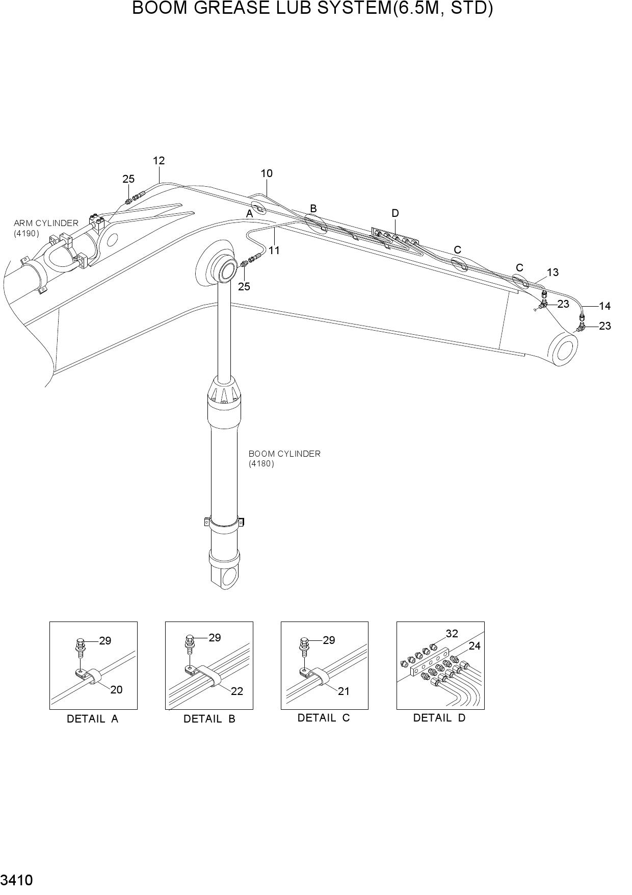 BOOM GREASE LUB SYSTEM(6.5M, STD)