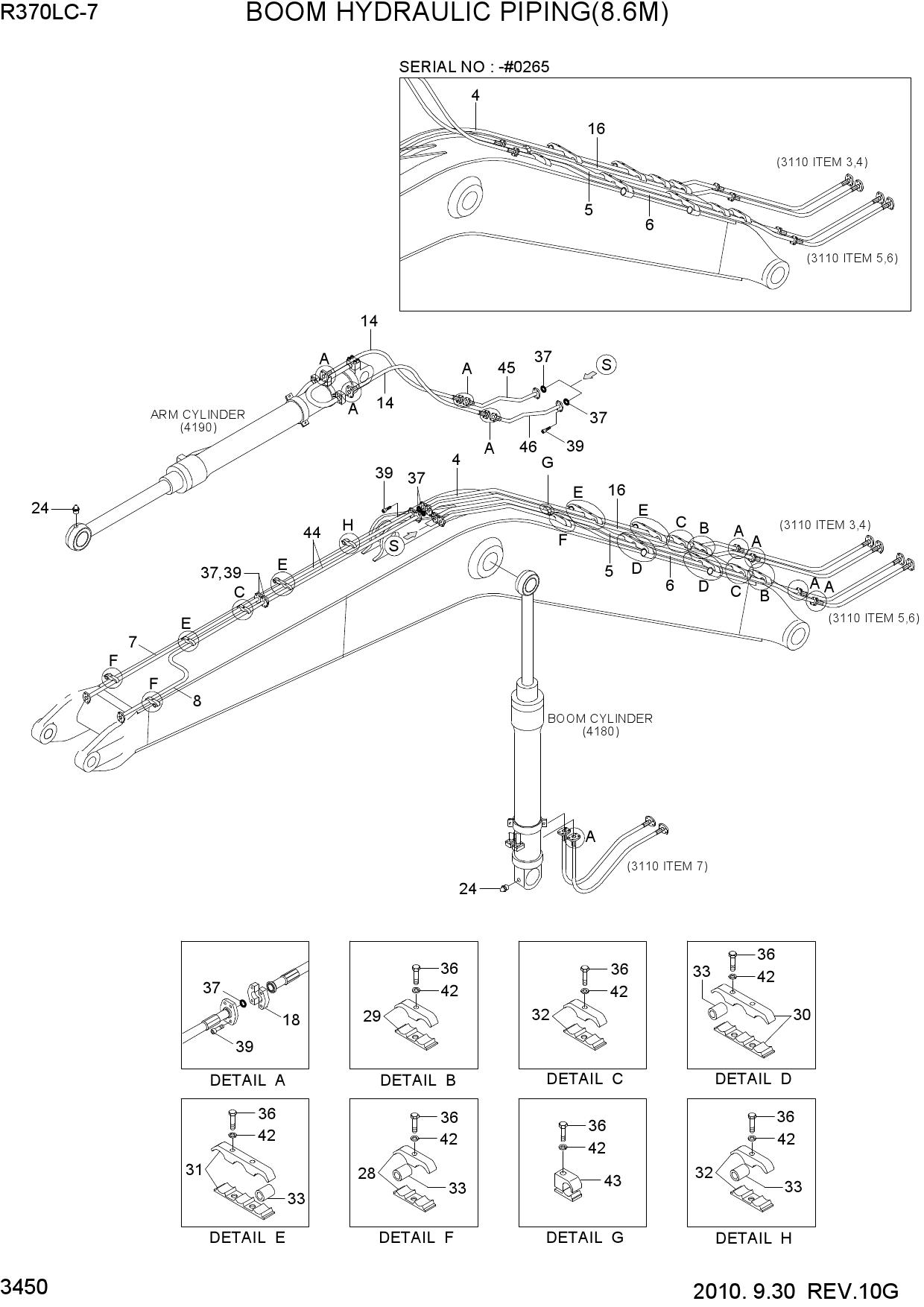 BOOM HYDRAULIC PIPING(8.6M)