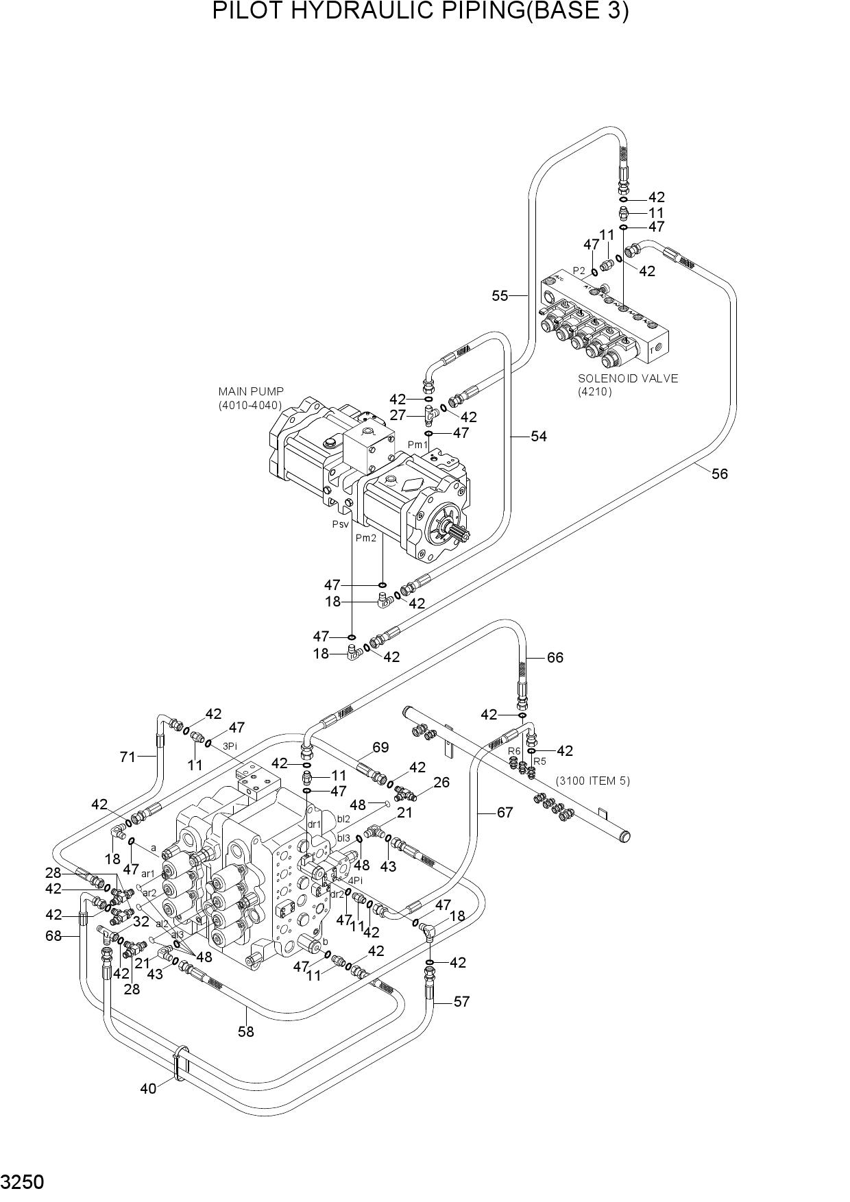 PILOT HYDRAULIC PIPING(BASE 3)