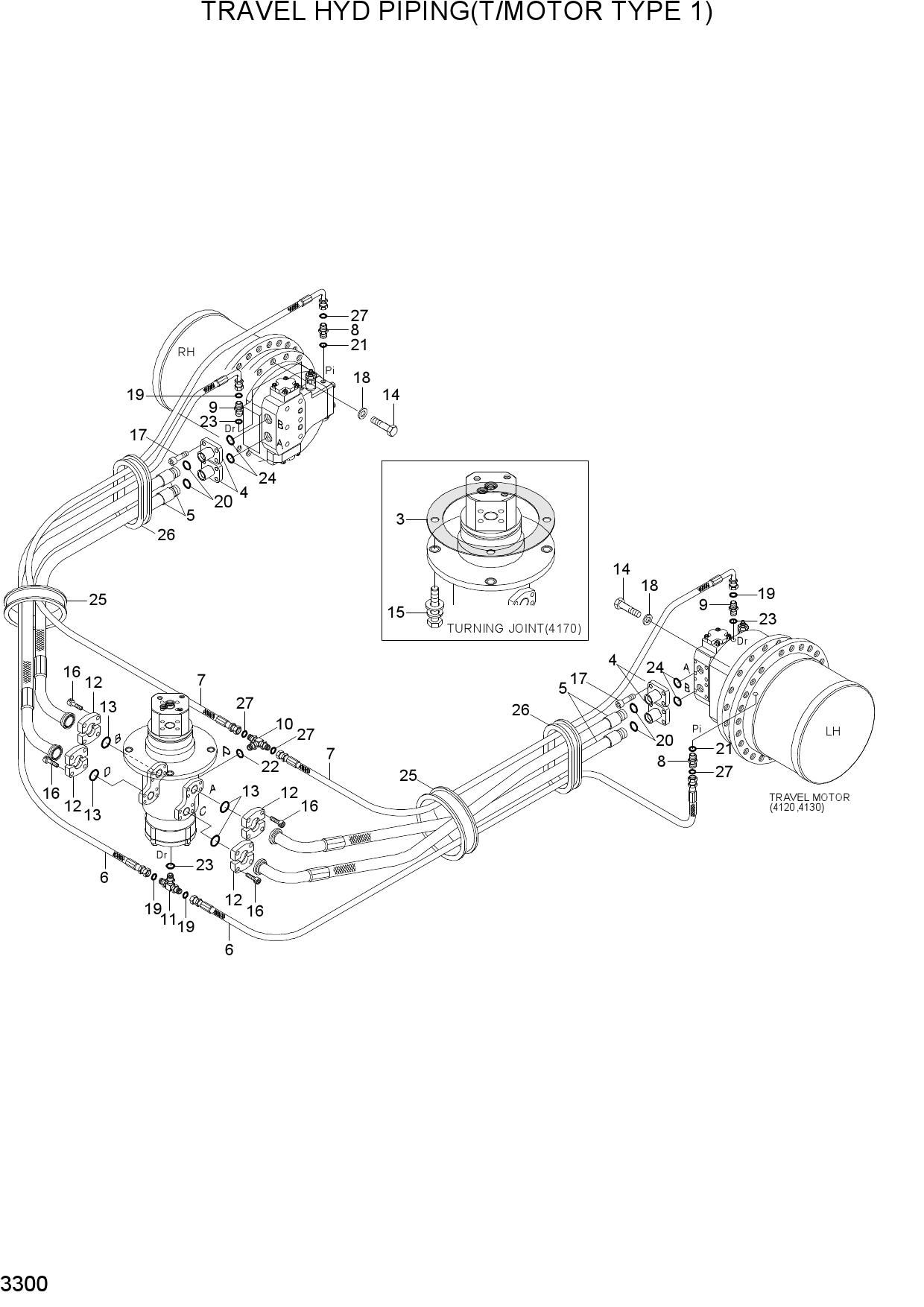 TRAVEL HYD PIPING(T/MOTOR TYPE 1)