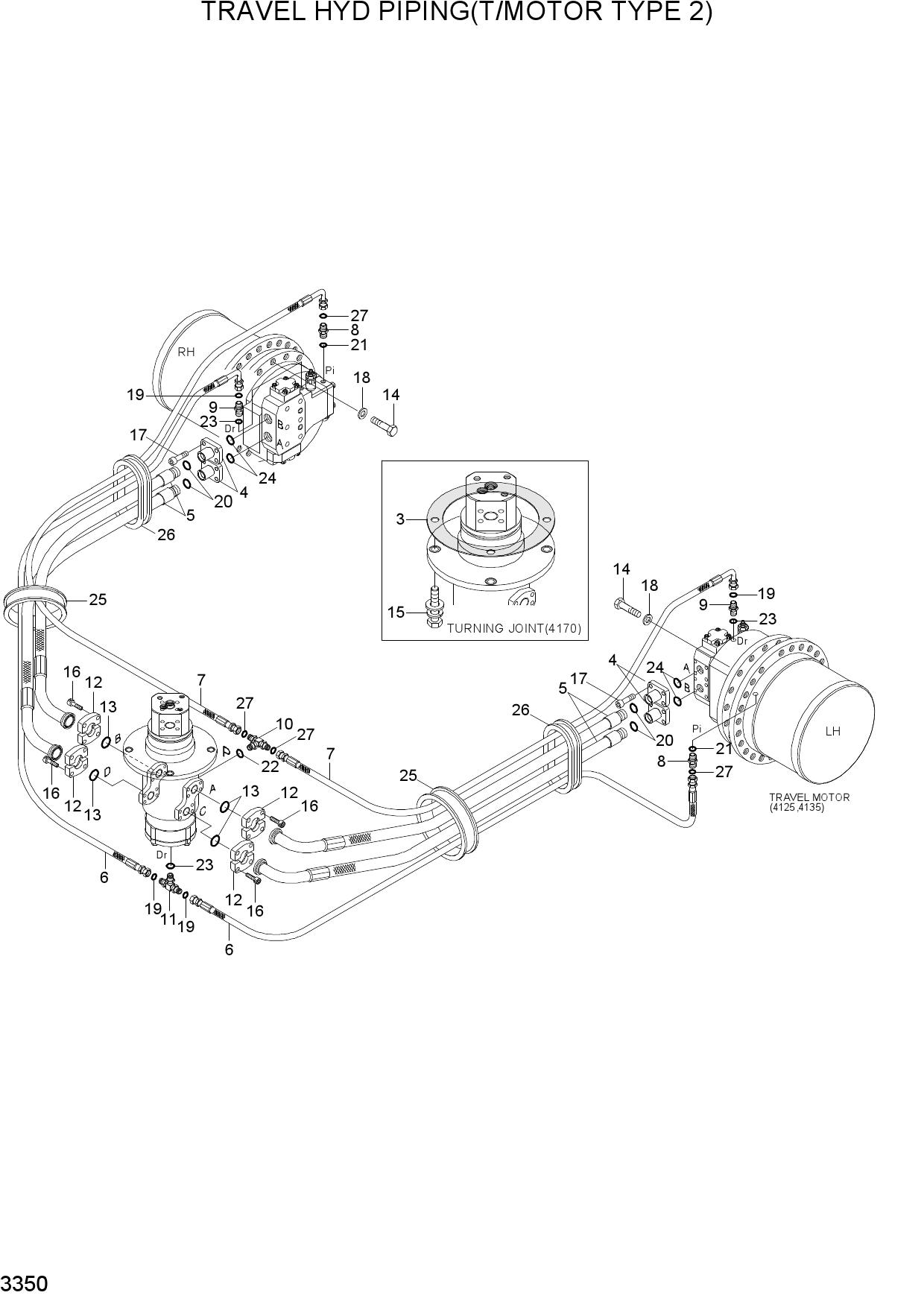 TRAVEL HYD PIPING(T/MOTOR TYPE 2)