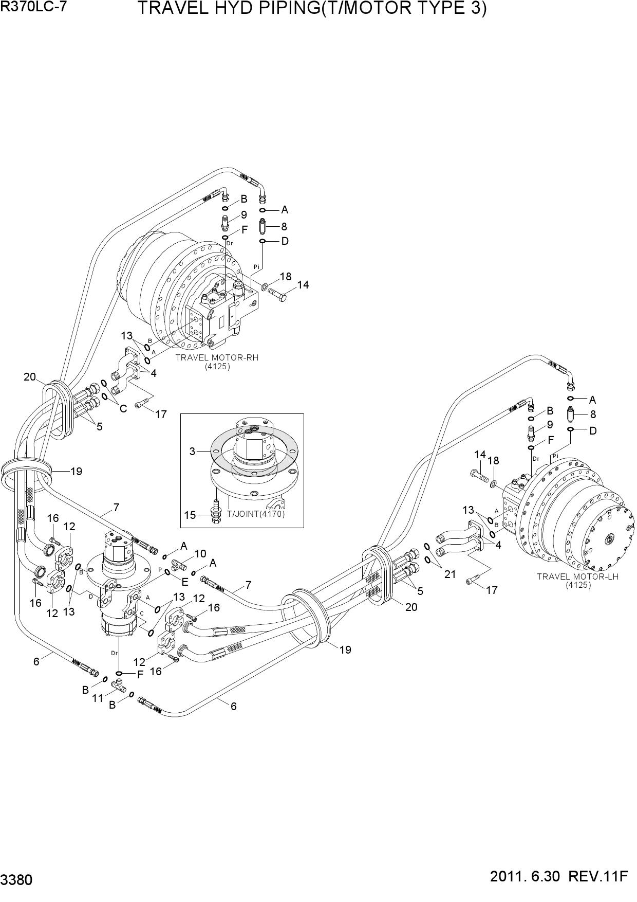 TRAVEL HYD PIPING(T/MOTOR TYPE 3)