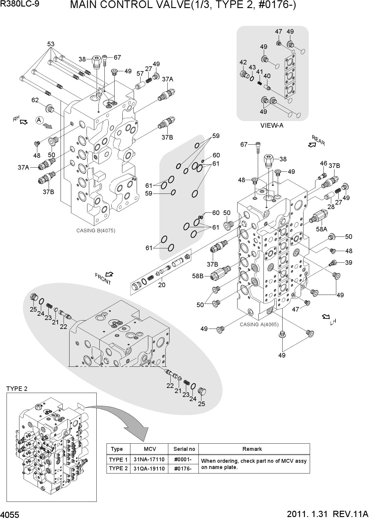 MAIN CONTROL VALVE(1/3, TYPE 2, #0176-)