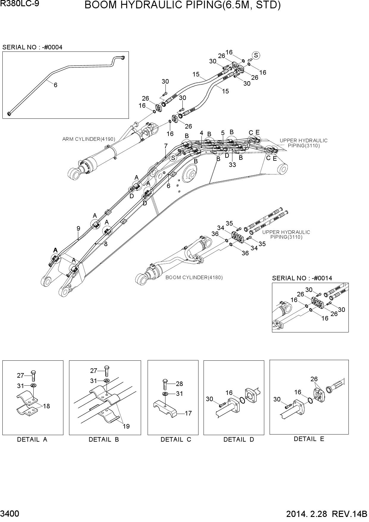 BOOM HYDDRAULIC PIPING(6.5M, STD)