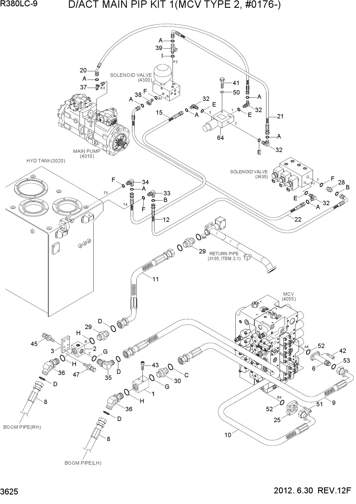 D/ACT MAIN PIP KIT 1(MCV TYPE 2, #0176-)