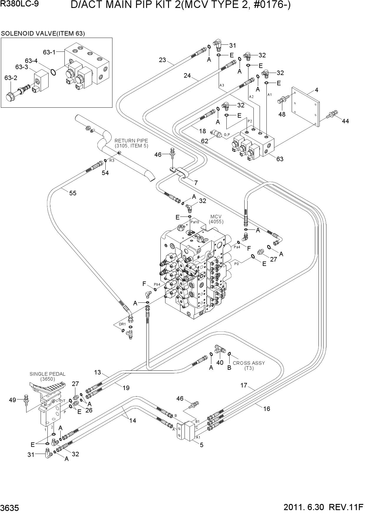 D/ACT MAIN PIP KIT 2(MCV TYPE 2, #0176-)