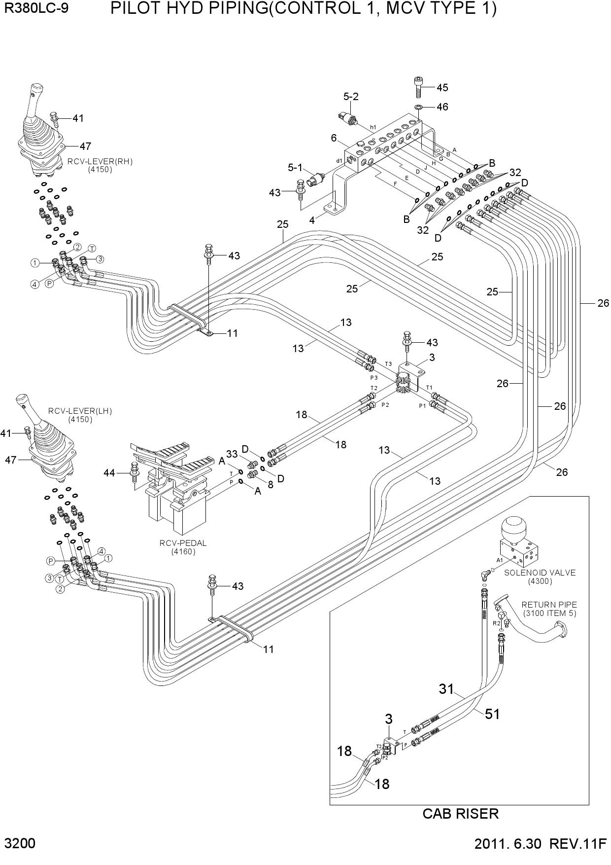 PILOT HYD PIPING(CONTROL 1, MCV TYPE 1)