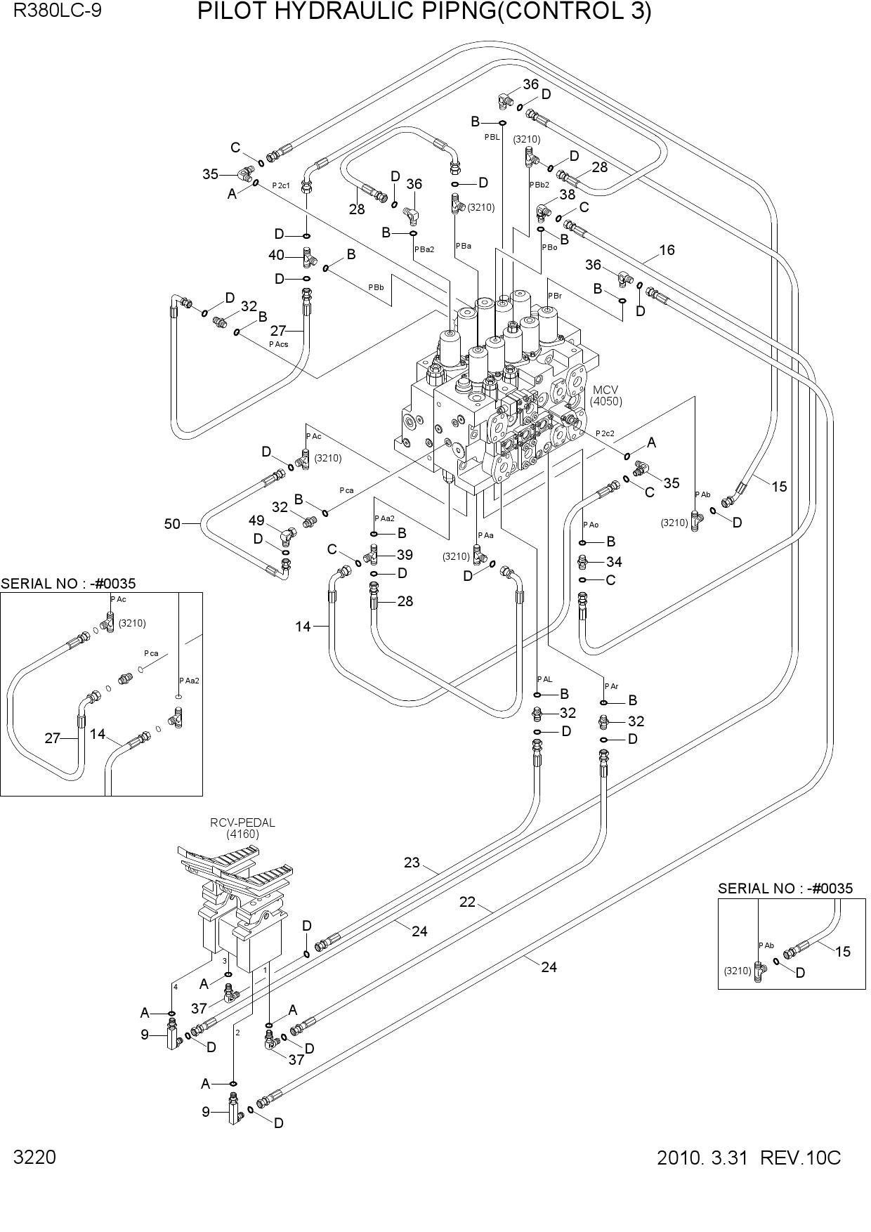 PILOT HYD PIPING(CONTROL 3, MCV TYPE 1)