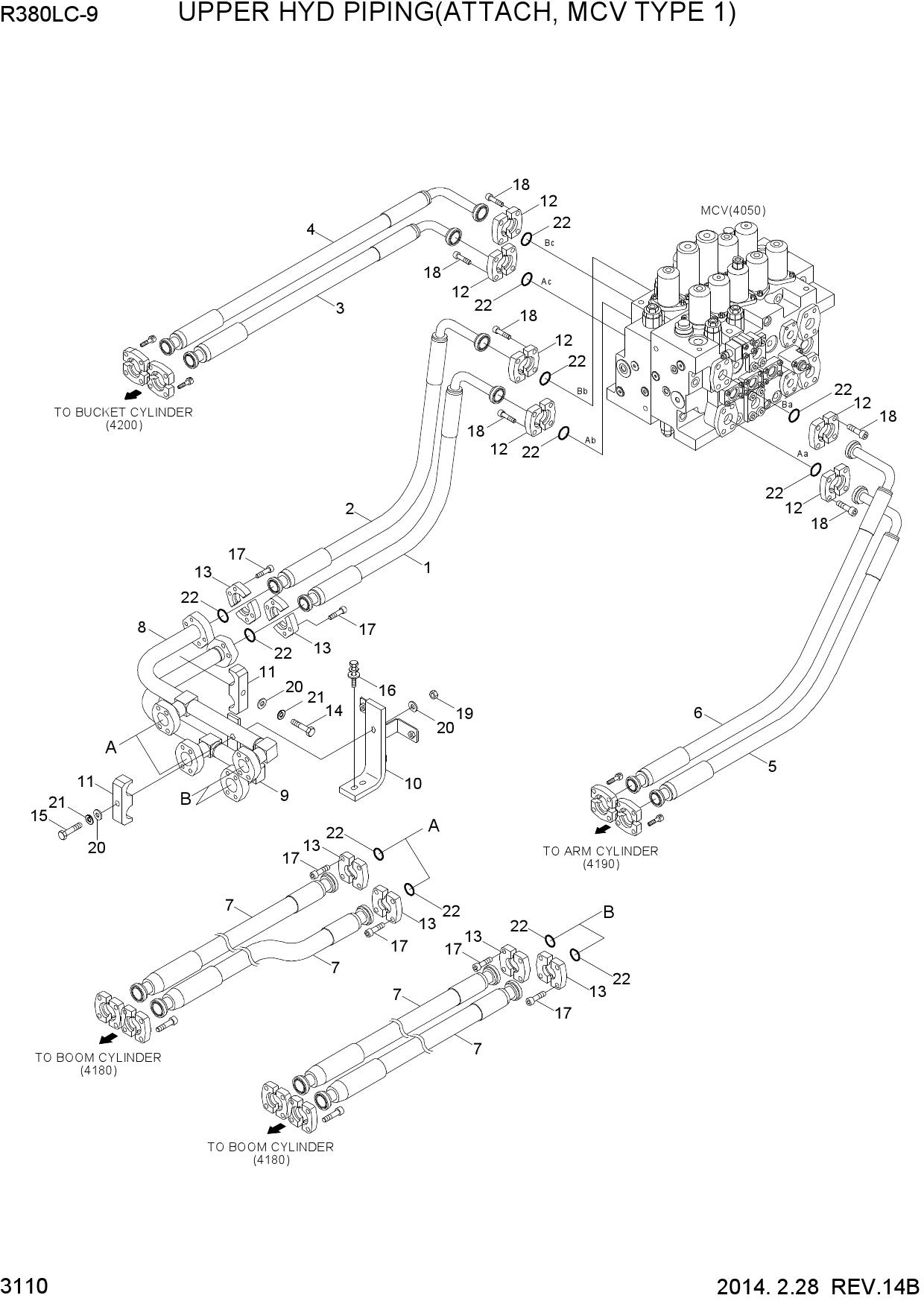 UPPER HYD PIPING(ATTACH, MCV TYPE 1)