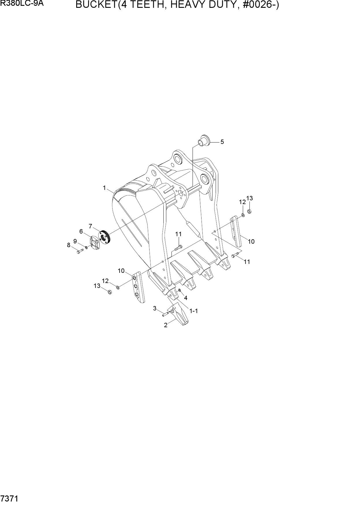 BUCKET(4 TEETH, HEAVY DUTY, #0026-)