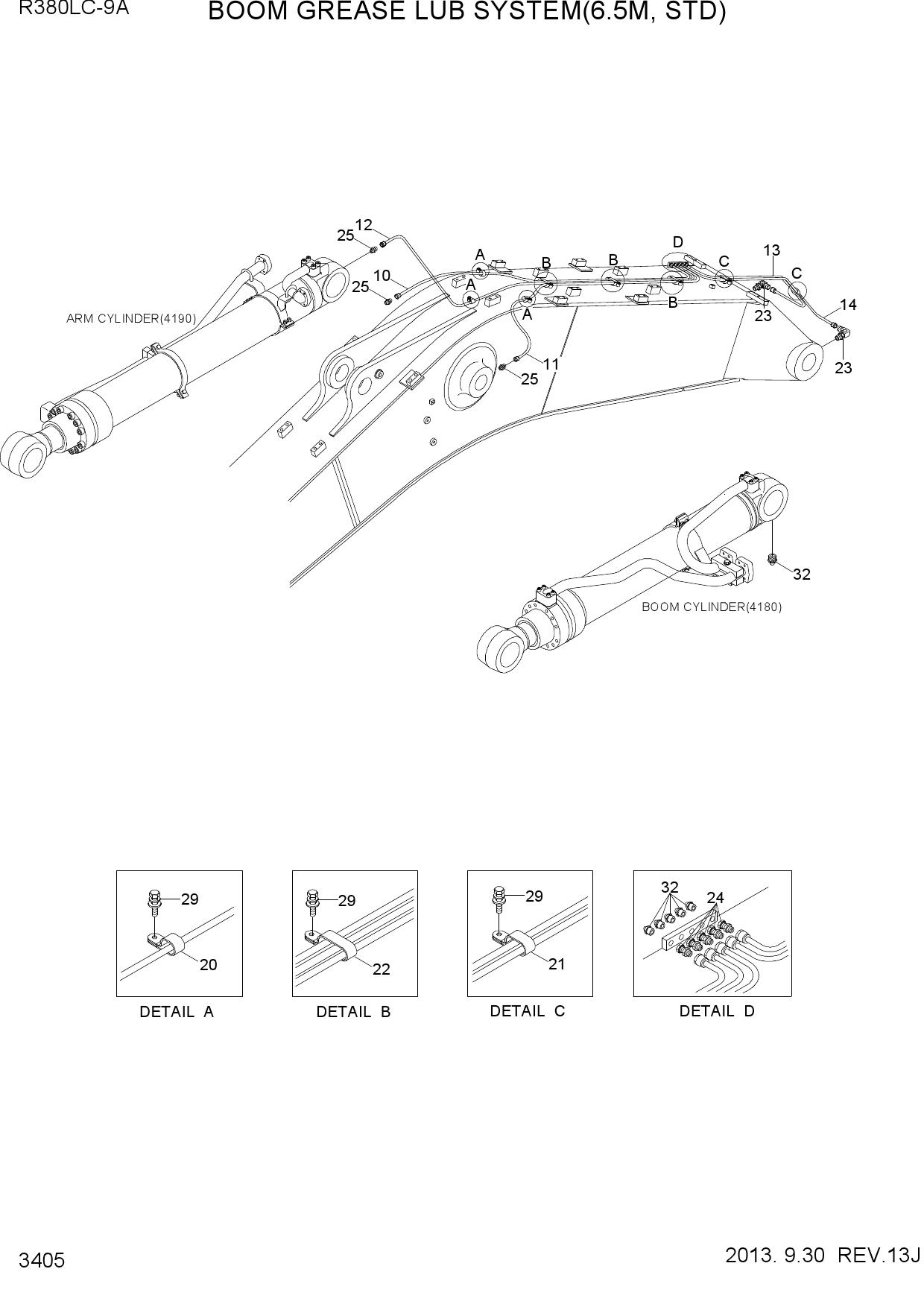 BOOM GREASE LUB SYSTEM(6.5M, STD)