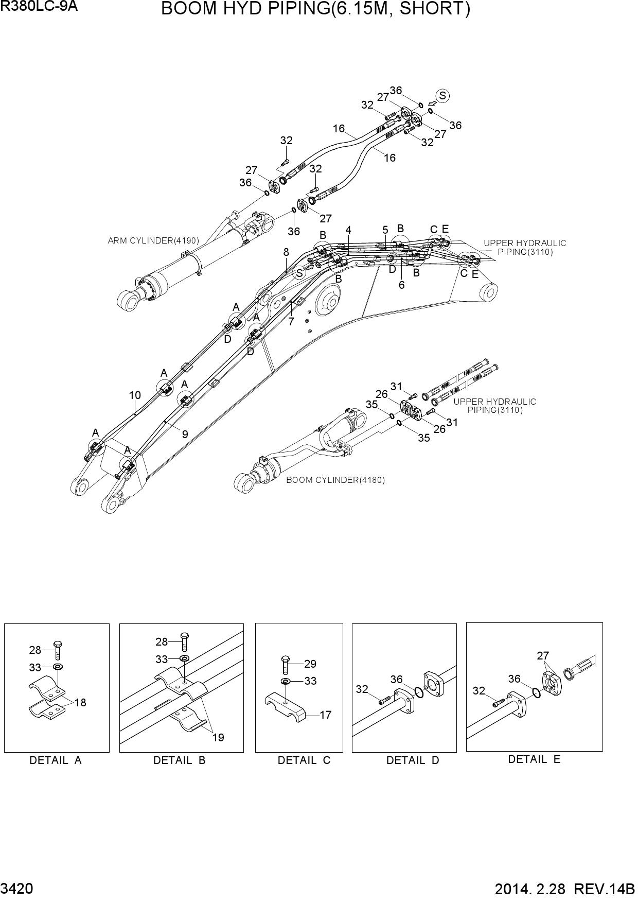 BOOM HYD PIPING(6.15M, SHORT)