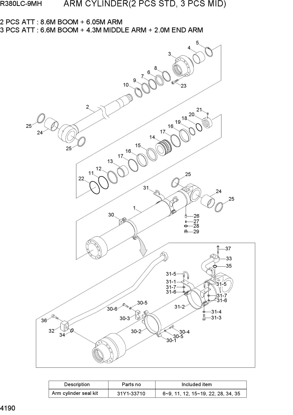 ARM CYLINDER(2 PCS STD, 3 PCS MID)
