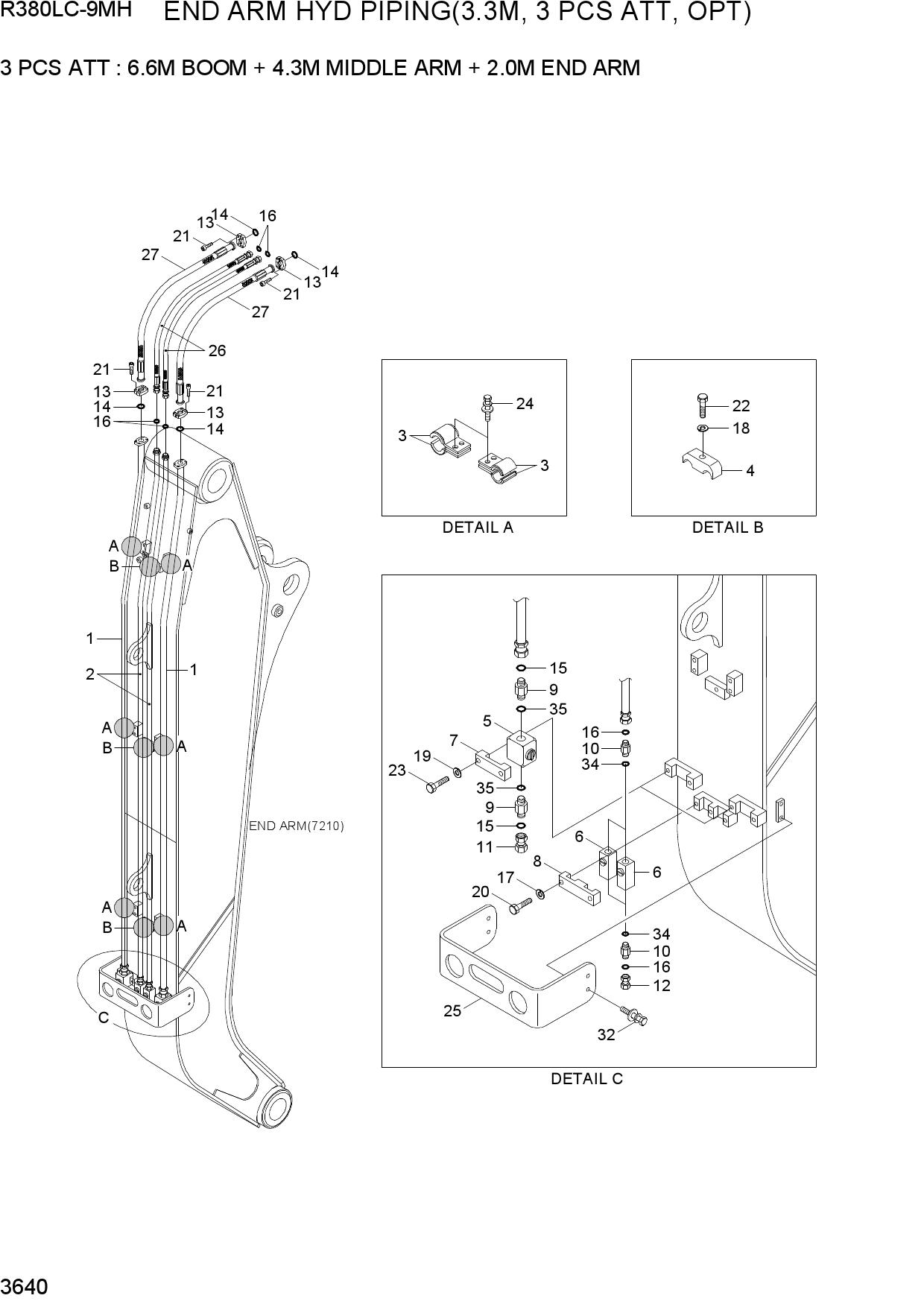 END ARM HYD PIPING(3.3M, 3 PCS ATT, OPT)