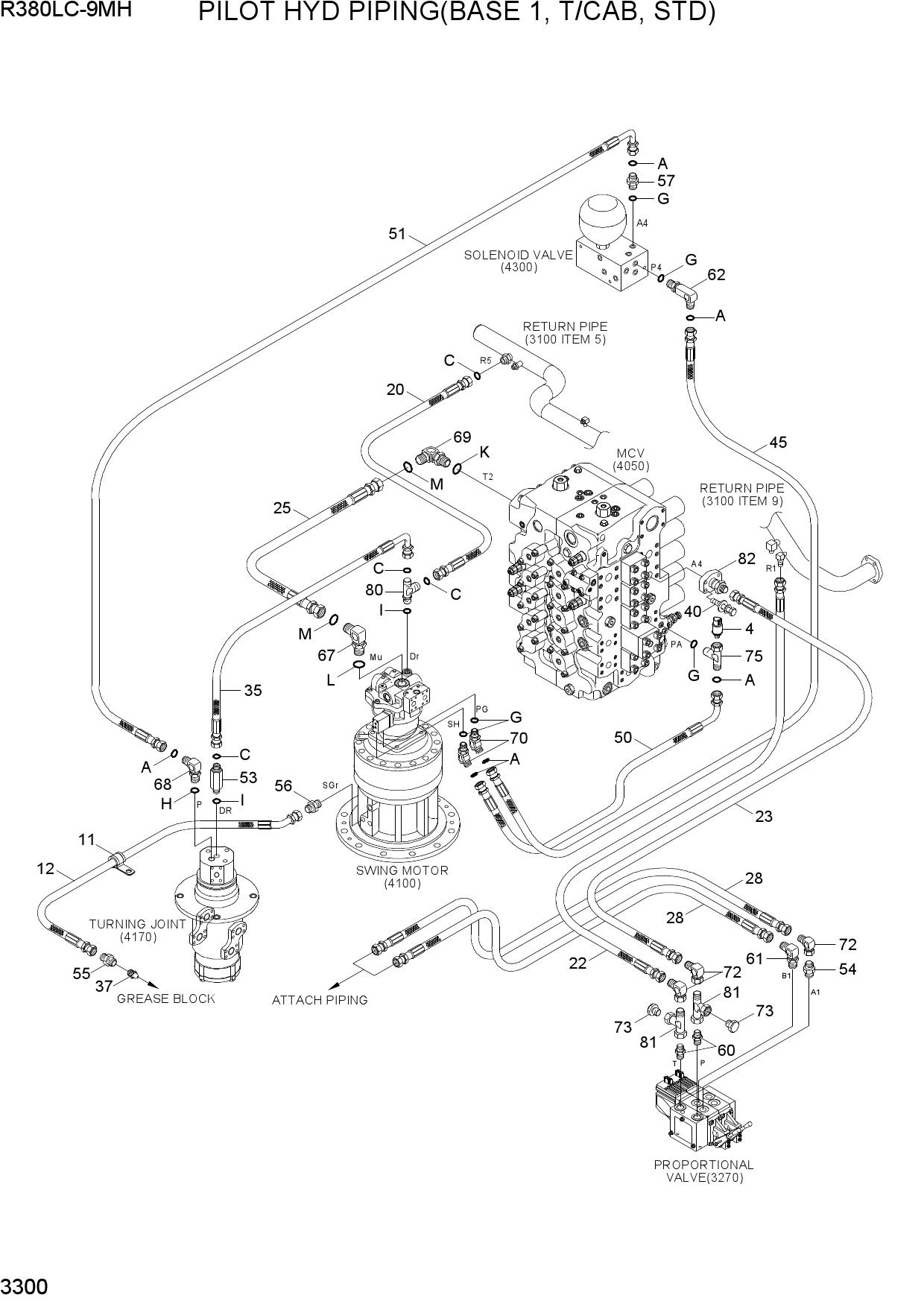 PILOT HYD PIPING(BASE 1, T/CAB, STD)