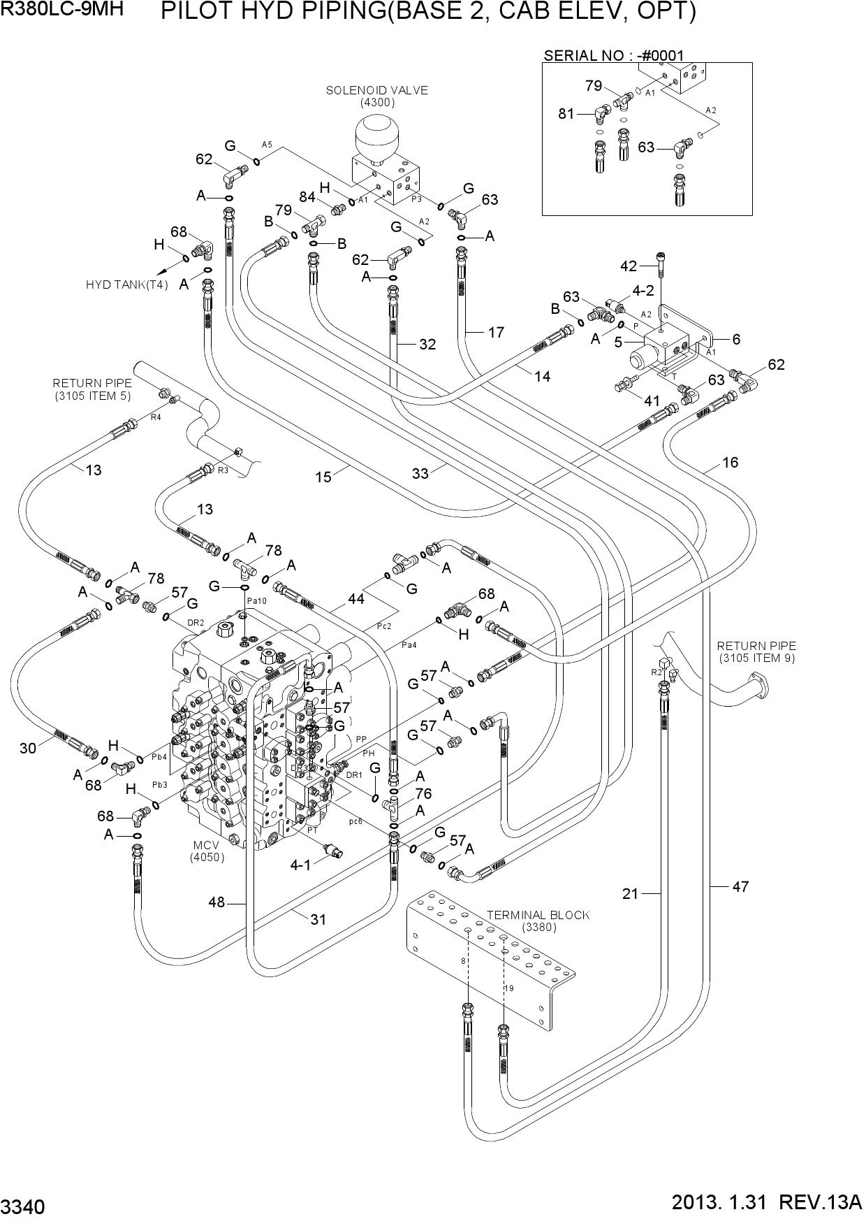 PILOT HYD PIPING(BASE 2, ELE/CAB, OPT)