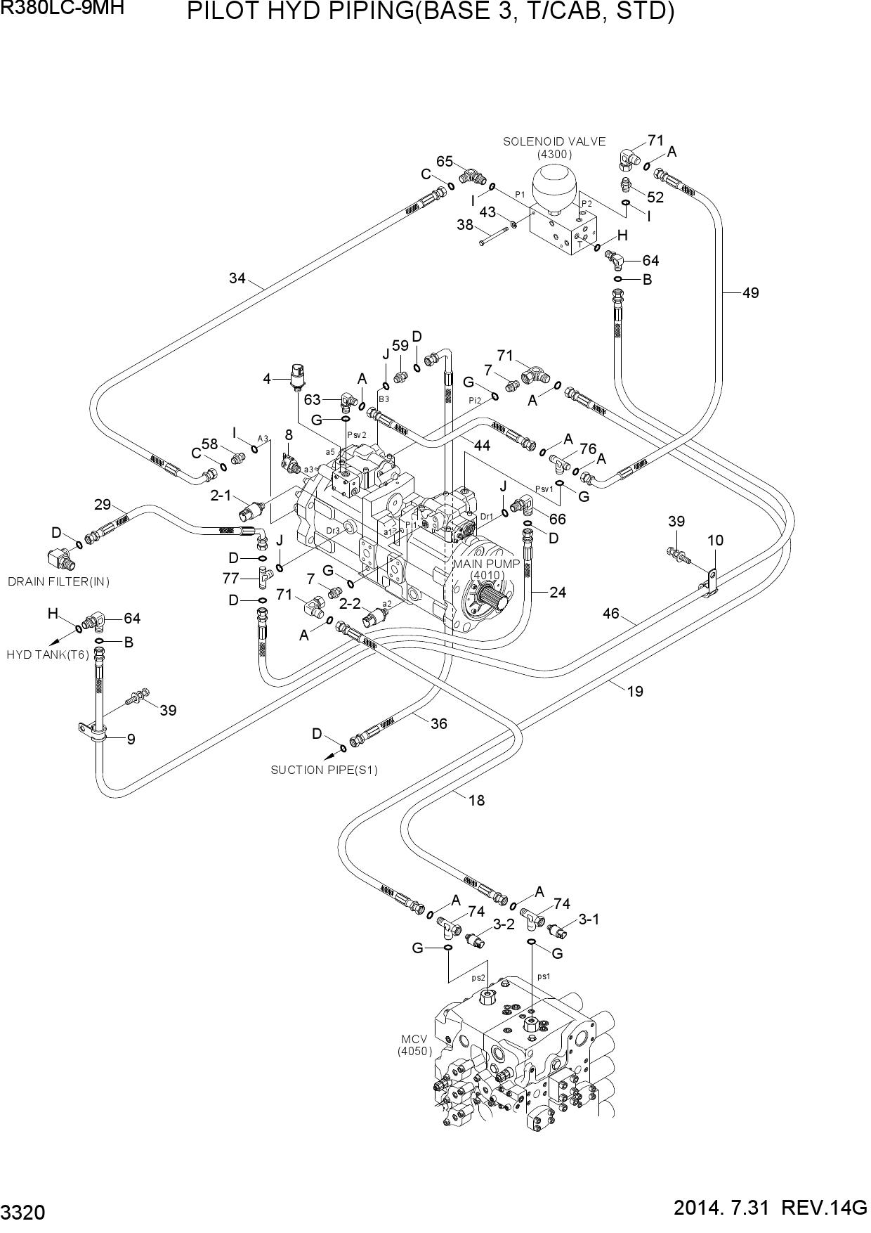 PILOT HYD PIPING(BASE 3, T/CAB, STD)